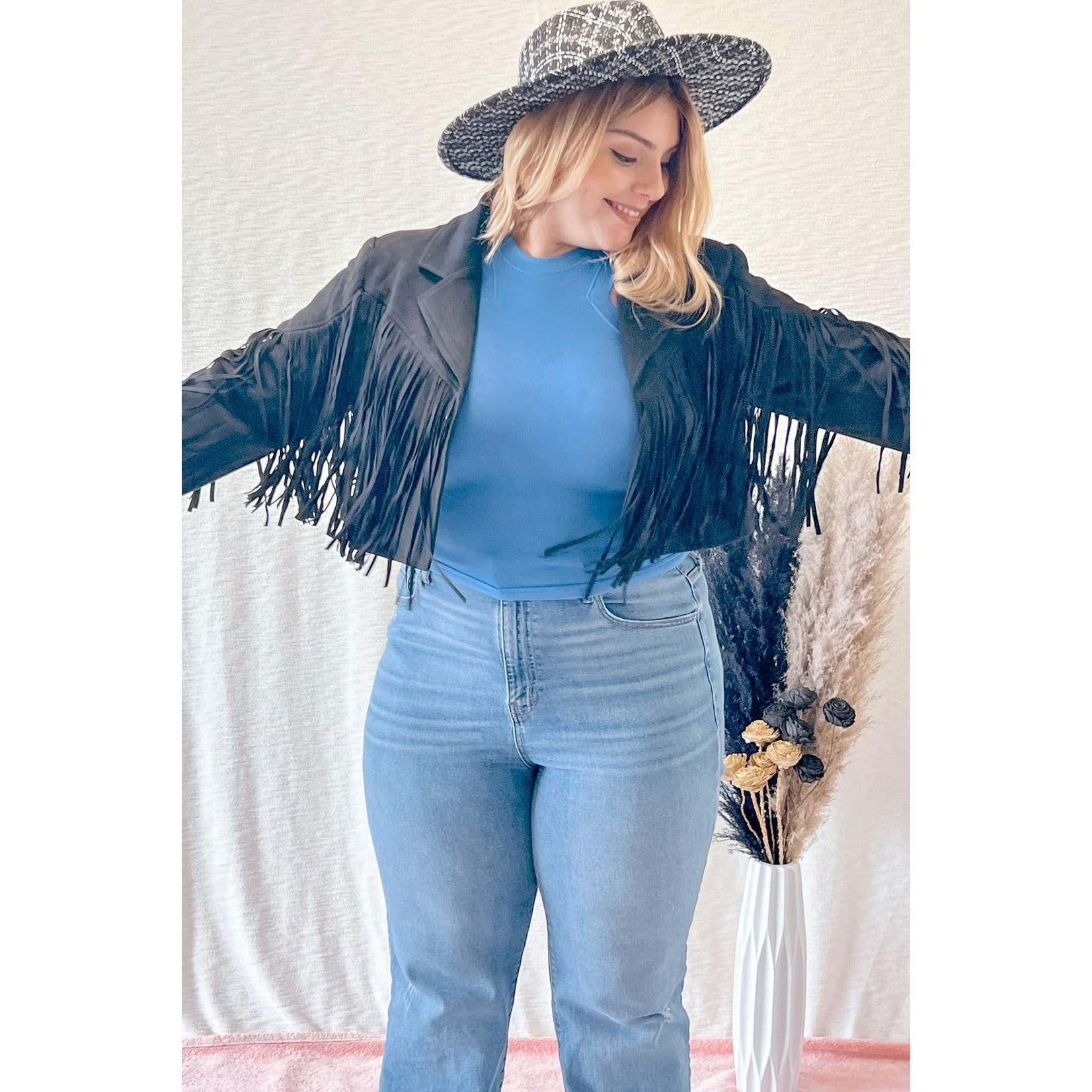 Cropped Fringe Jacket