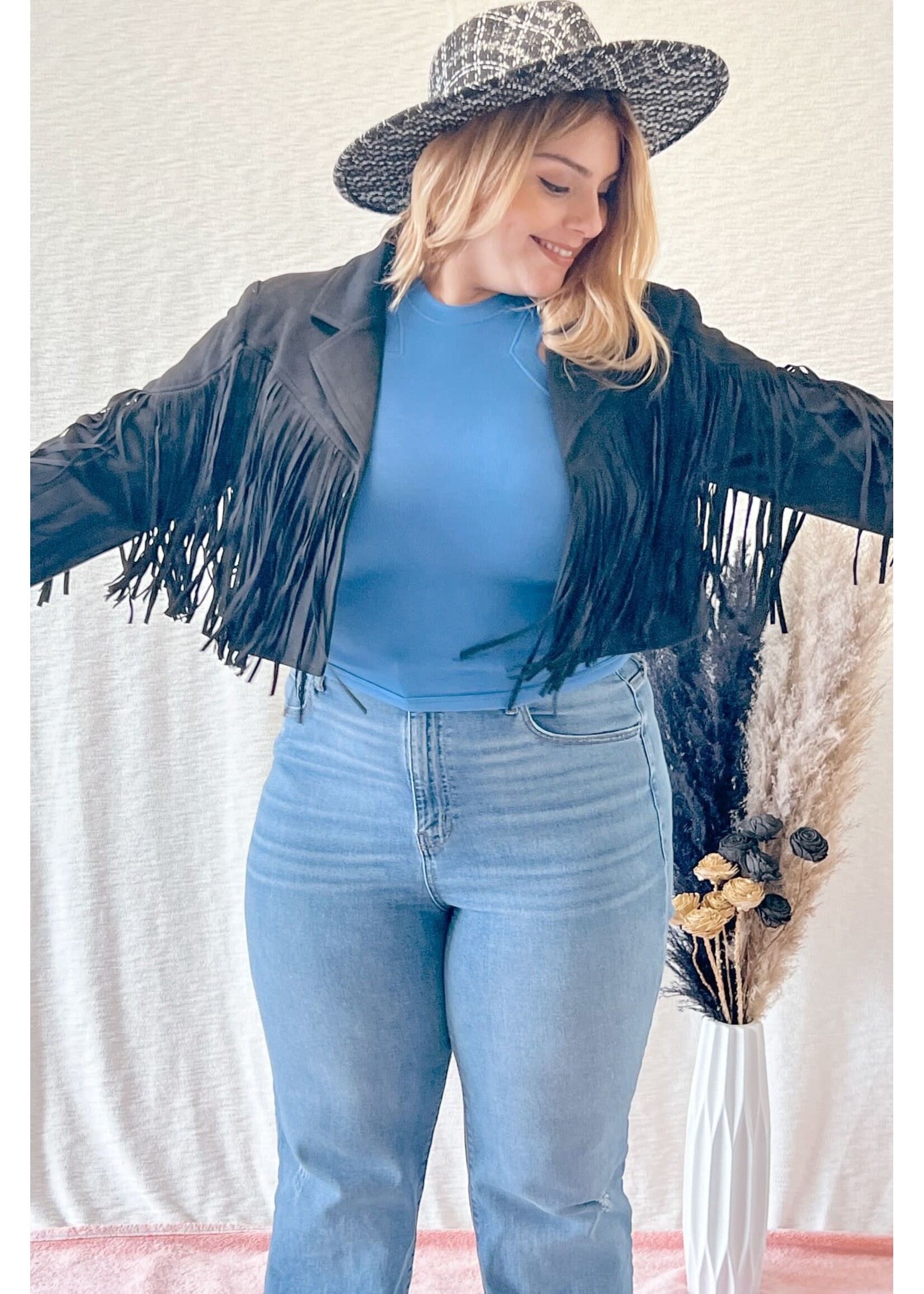 Cropped Fringe Jacket