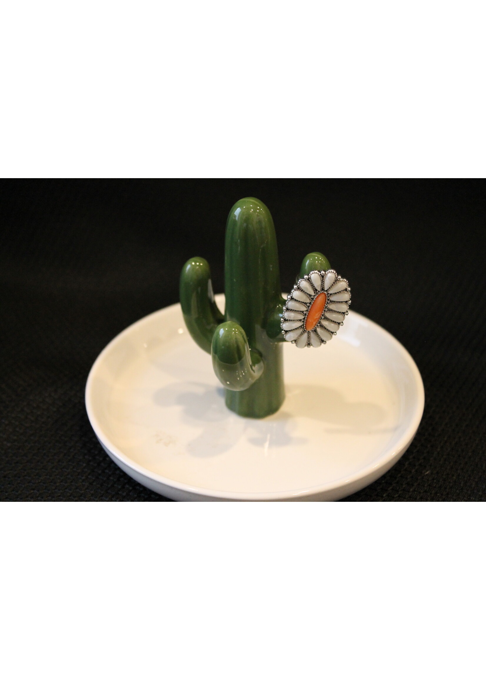Coral Oval Adjustable Ring