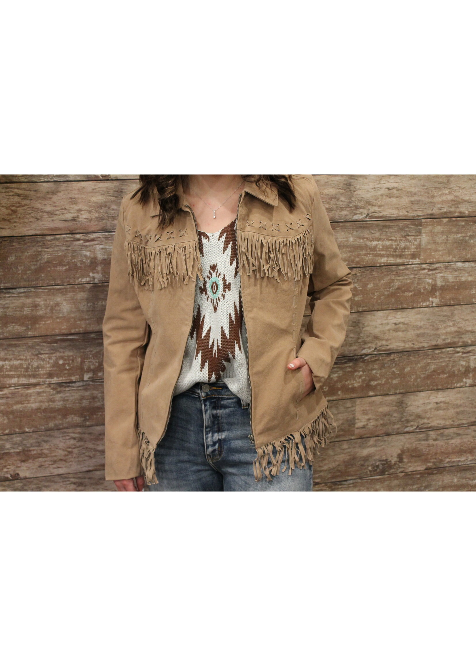 Oatmeal Aztec Printed Tank Top