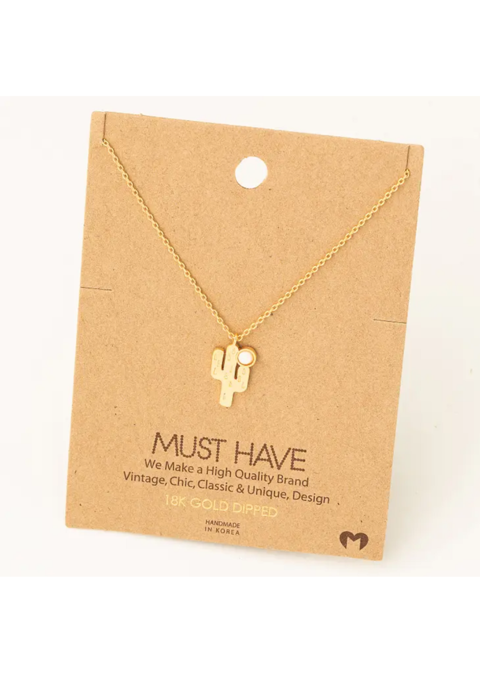 Opal Cactus Necklace Gold