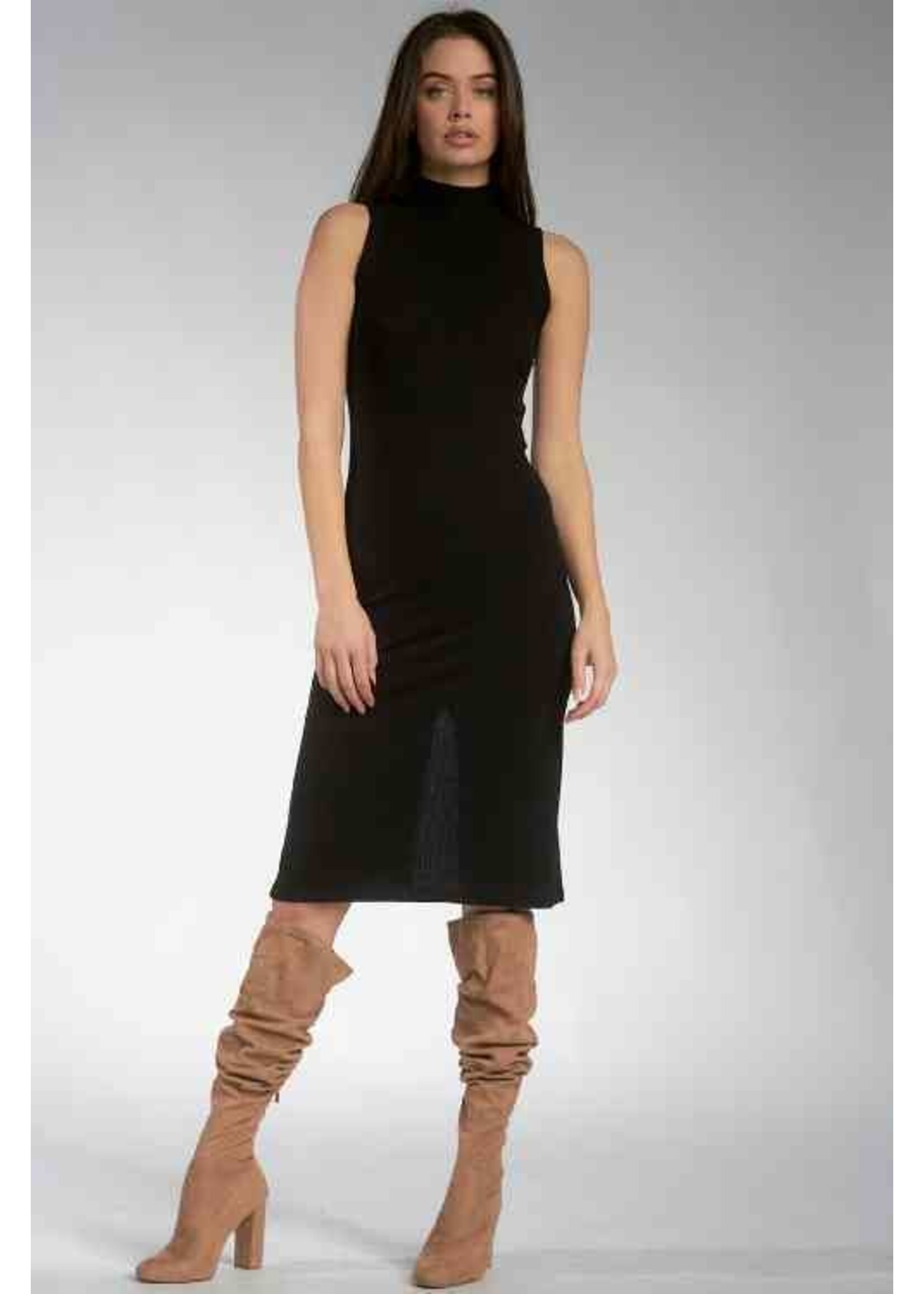 Midi Sleeveless Mock Neck Dress