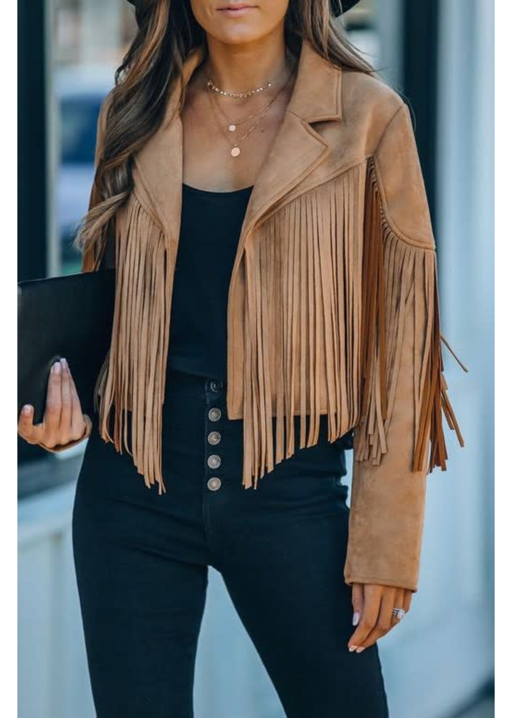 Fringe Suede Moto Jacket