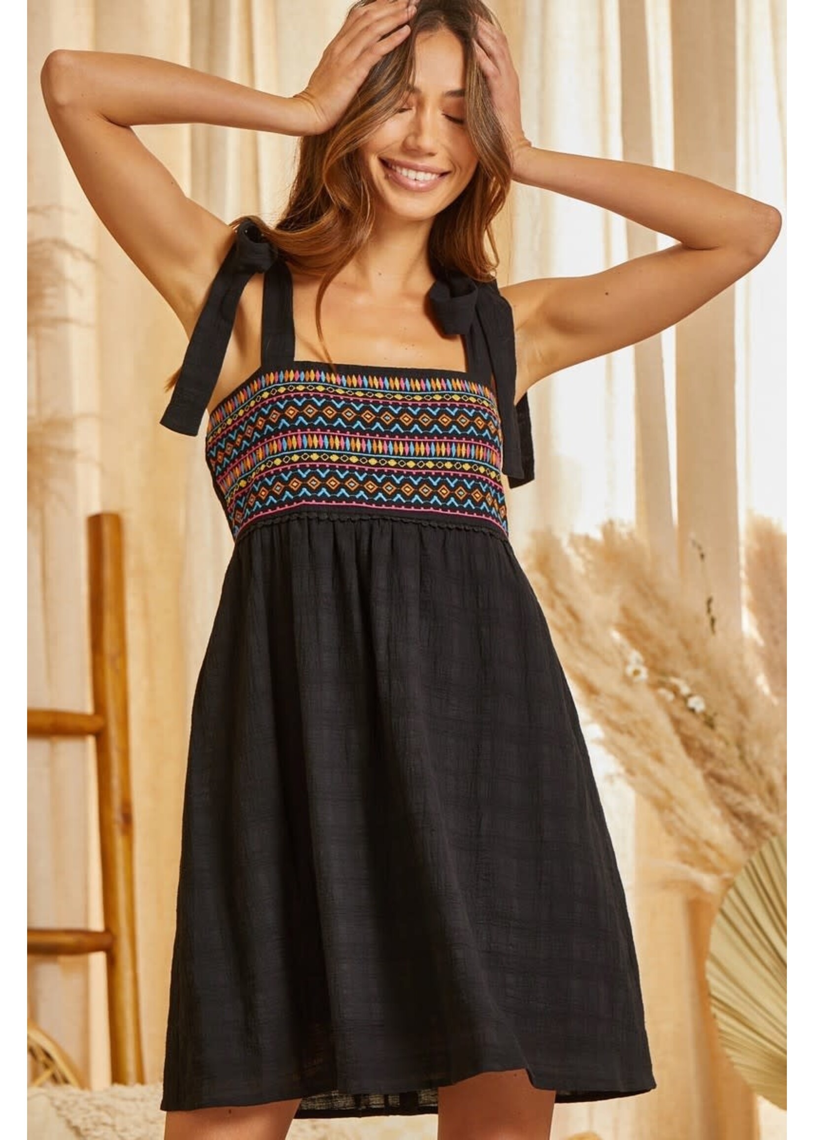 Multicolor Tie Shoulder Dress
