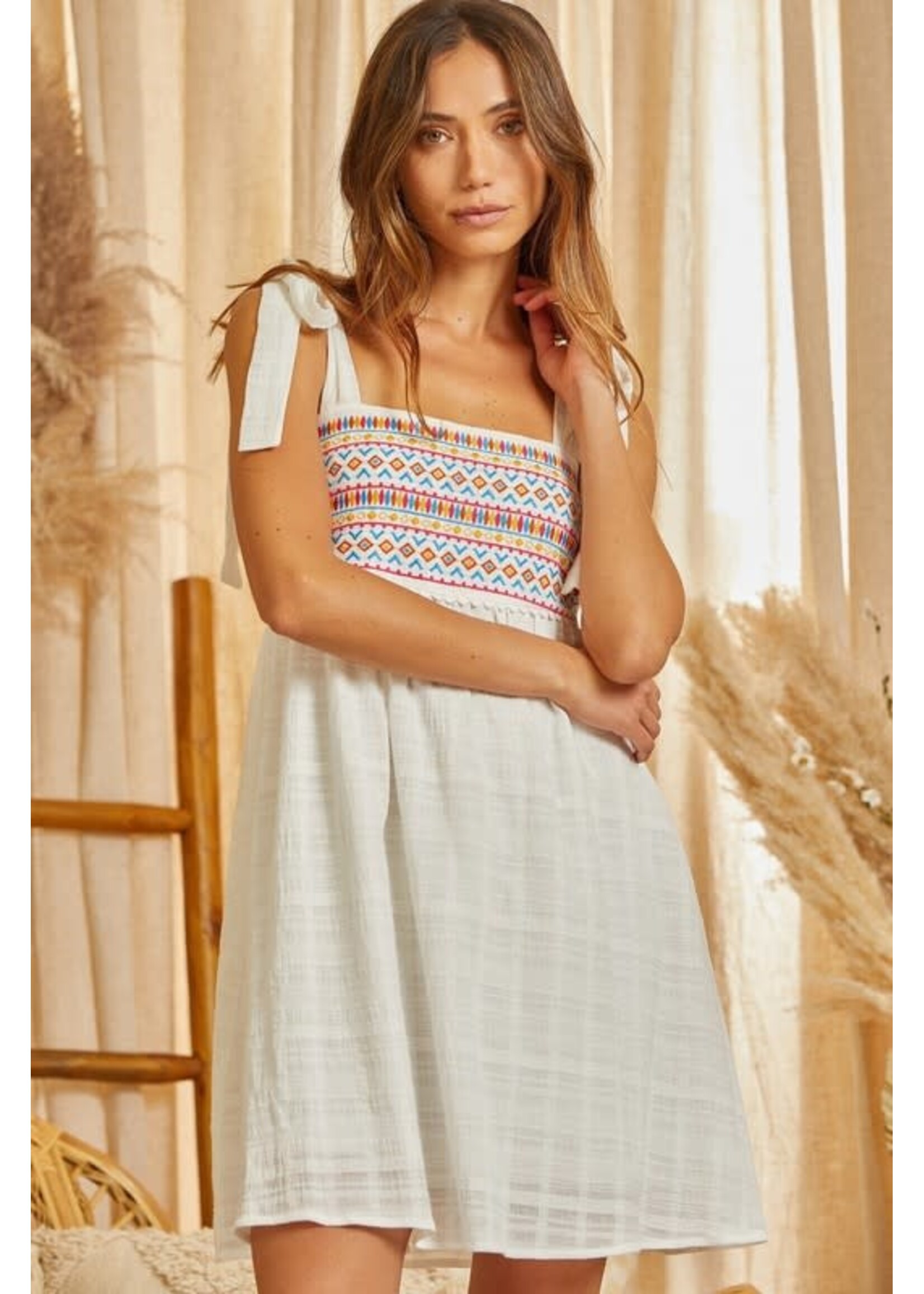 Multicolor Tie Shoulder Dress