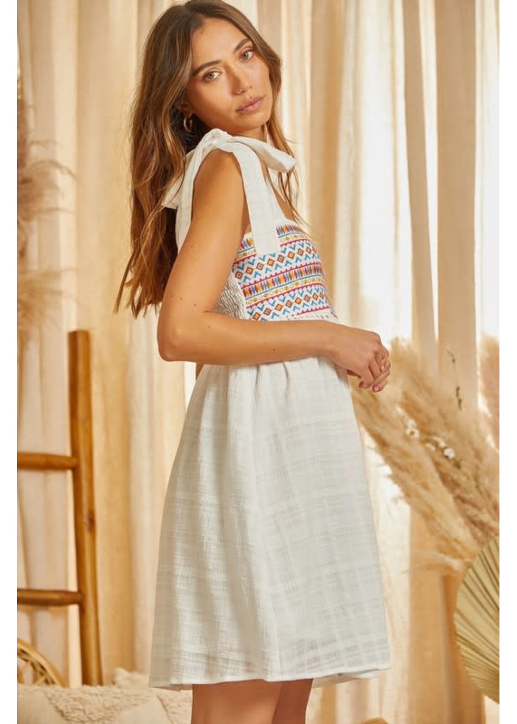 Multicolor Tie Shoulder Dress