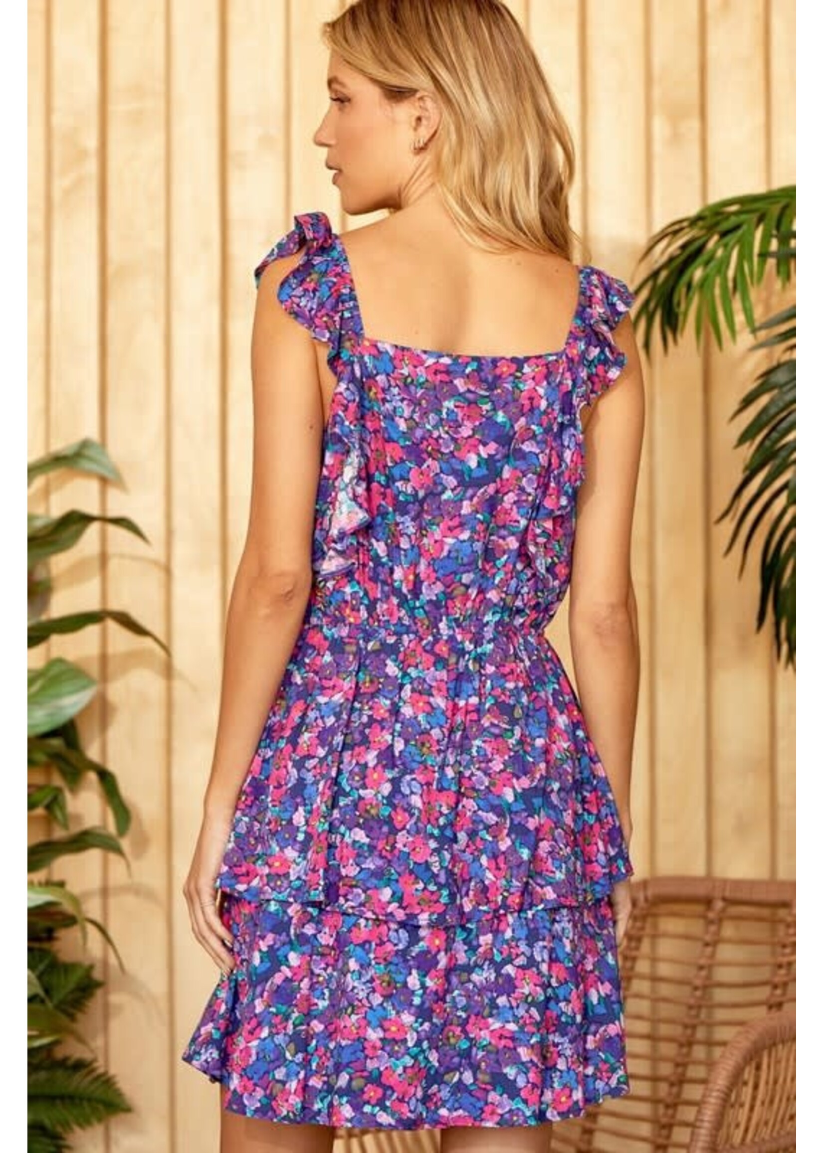 Multi Color Ruffle Strap Dress