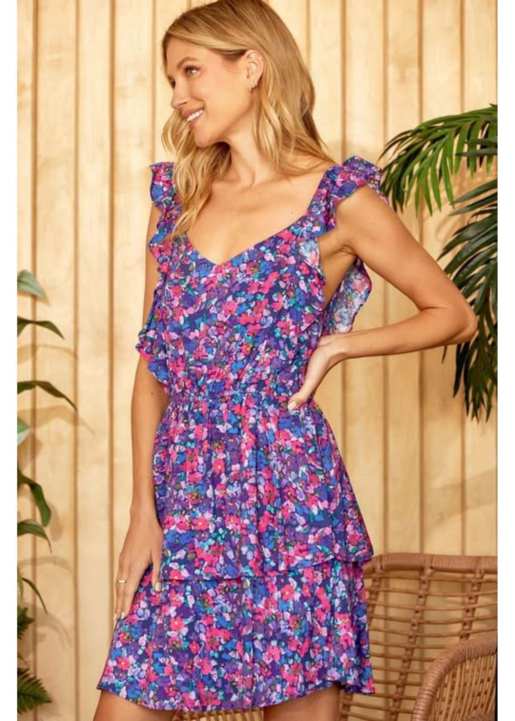 Multi Color Ruffle Strap Dress