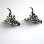 Bison Skull Sterling Silver Earrings