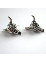 Bison Skull Sterling Silver Earrings