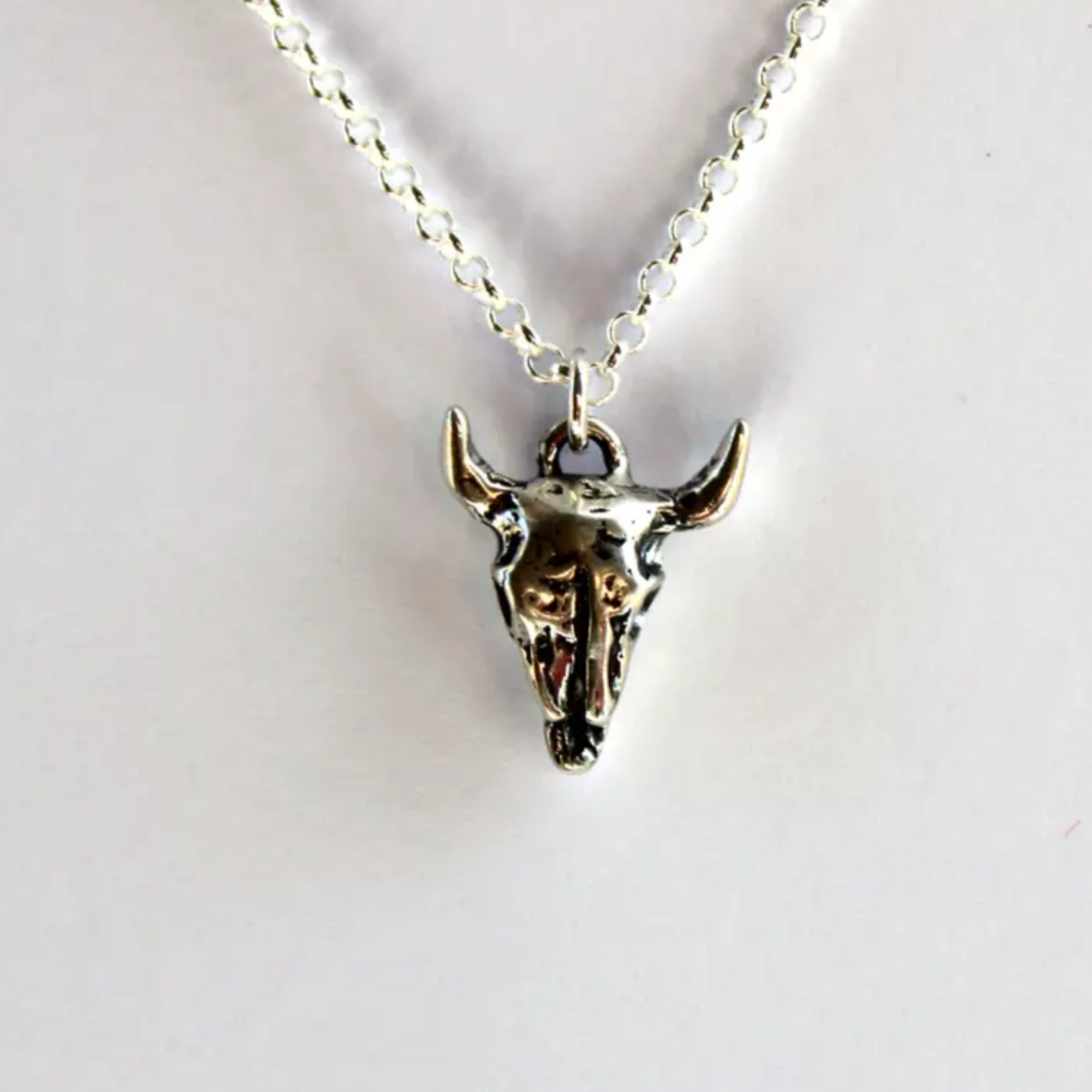 Bison Skull Sterling Silver Necklace