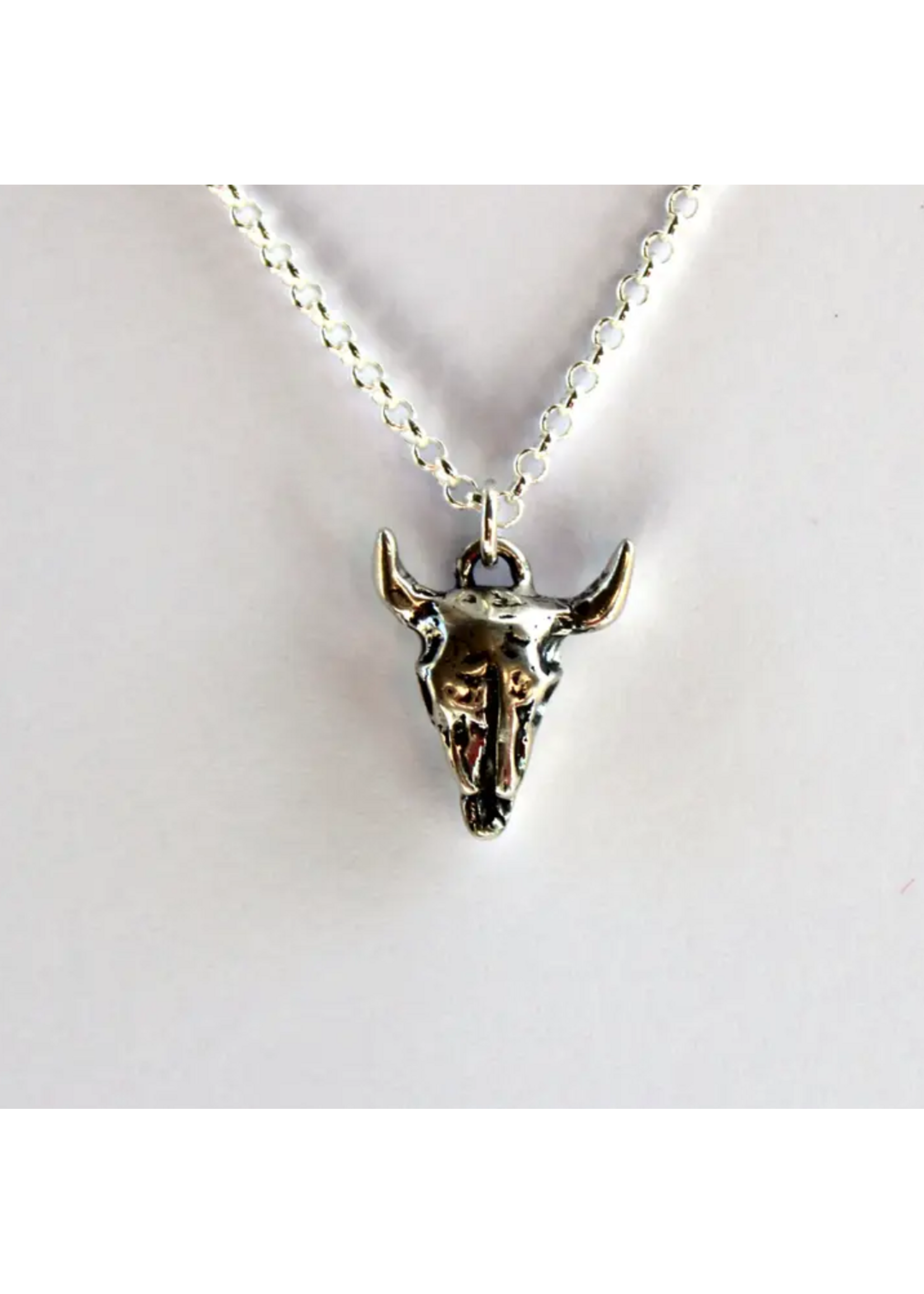 Bison Skull Sterling Silver Necklace