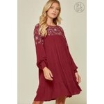 Long Sleeve Embroidered A-Line Dress
