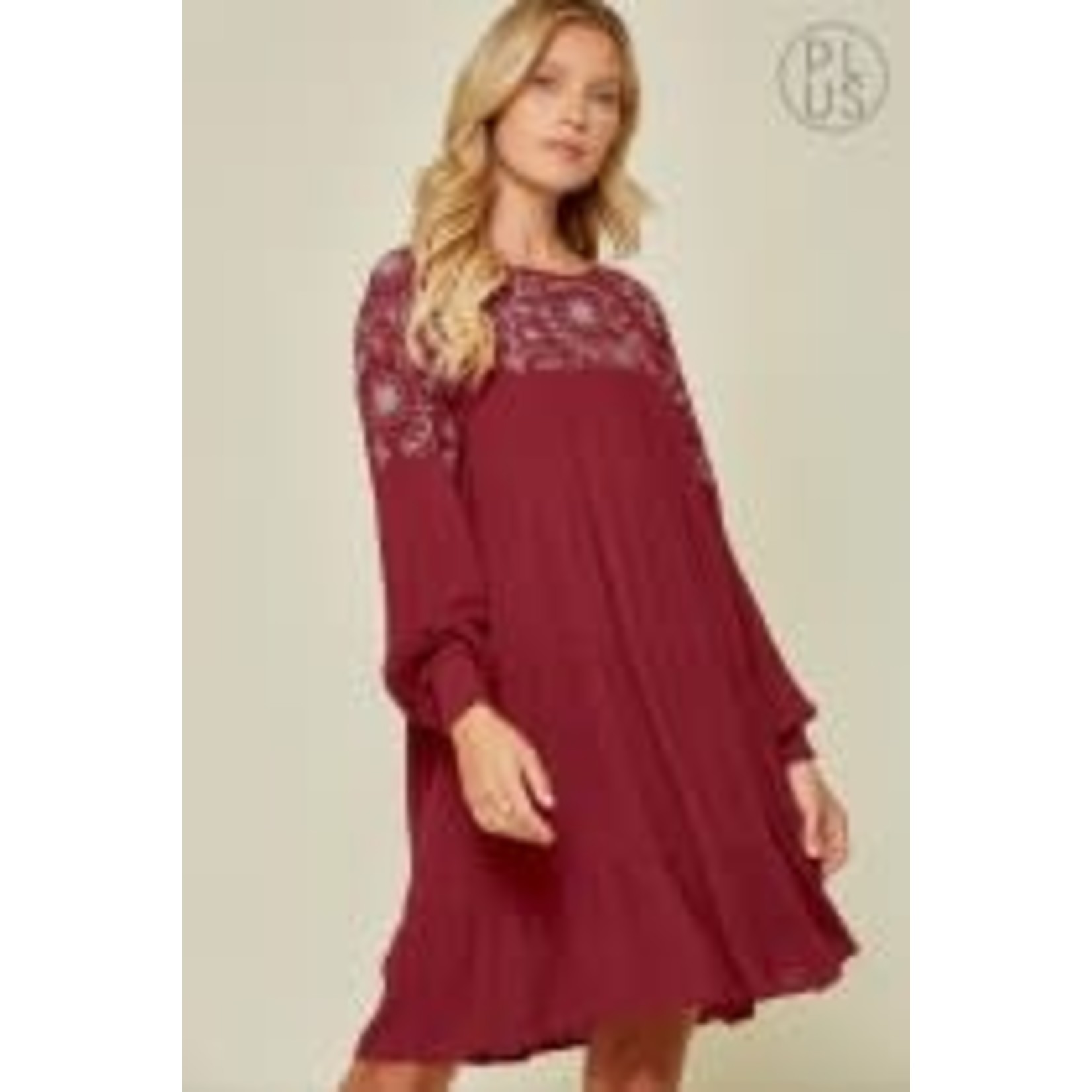 Long Sleeve Embroidered A-Line Dress