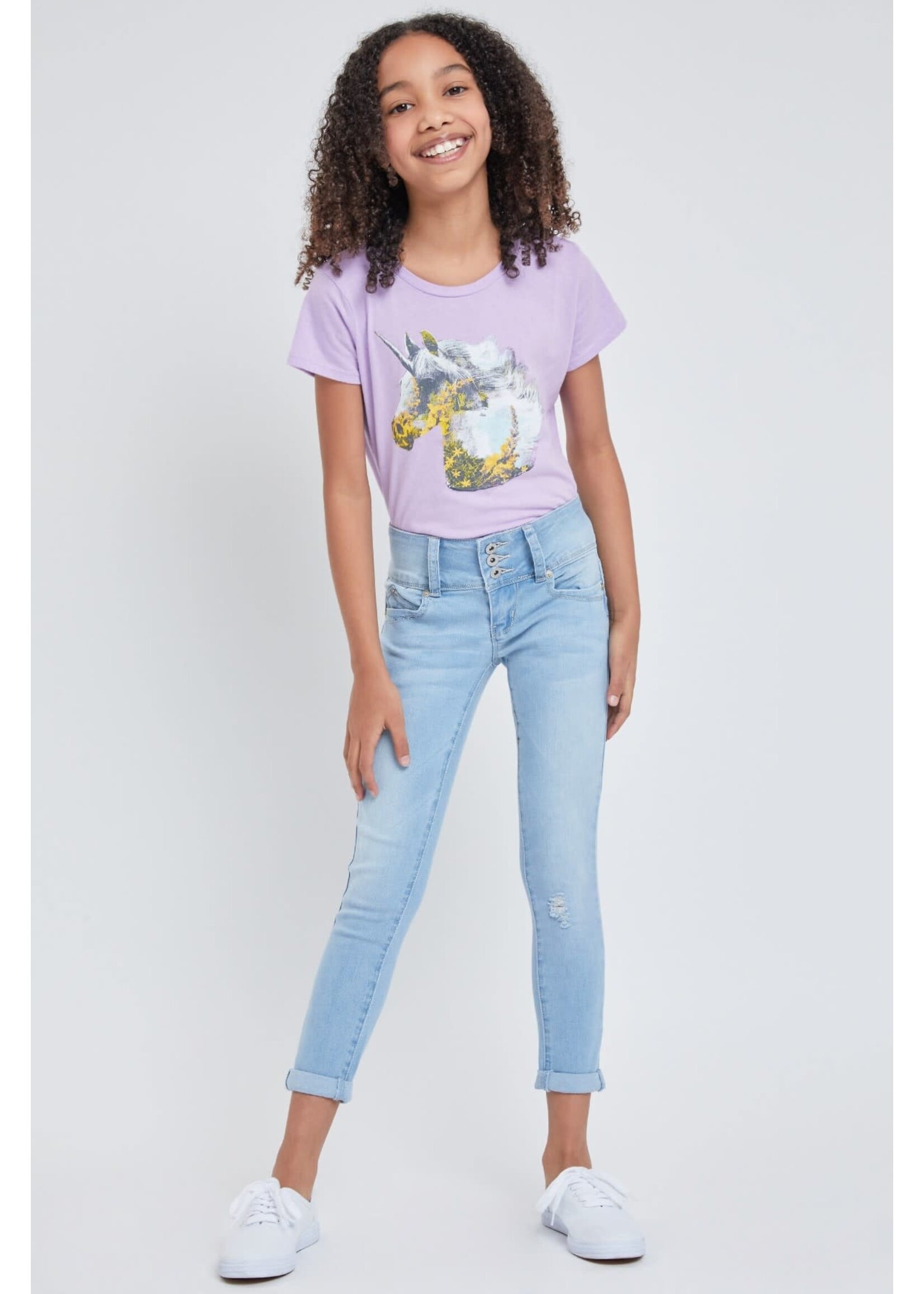Girls 3 Button Ripped Jeans