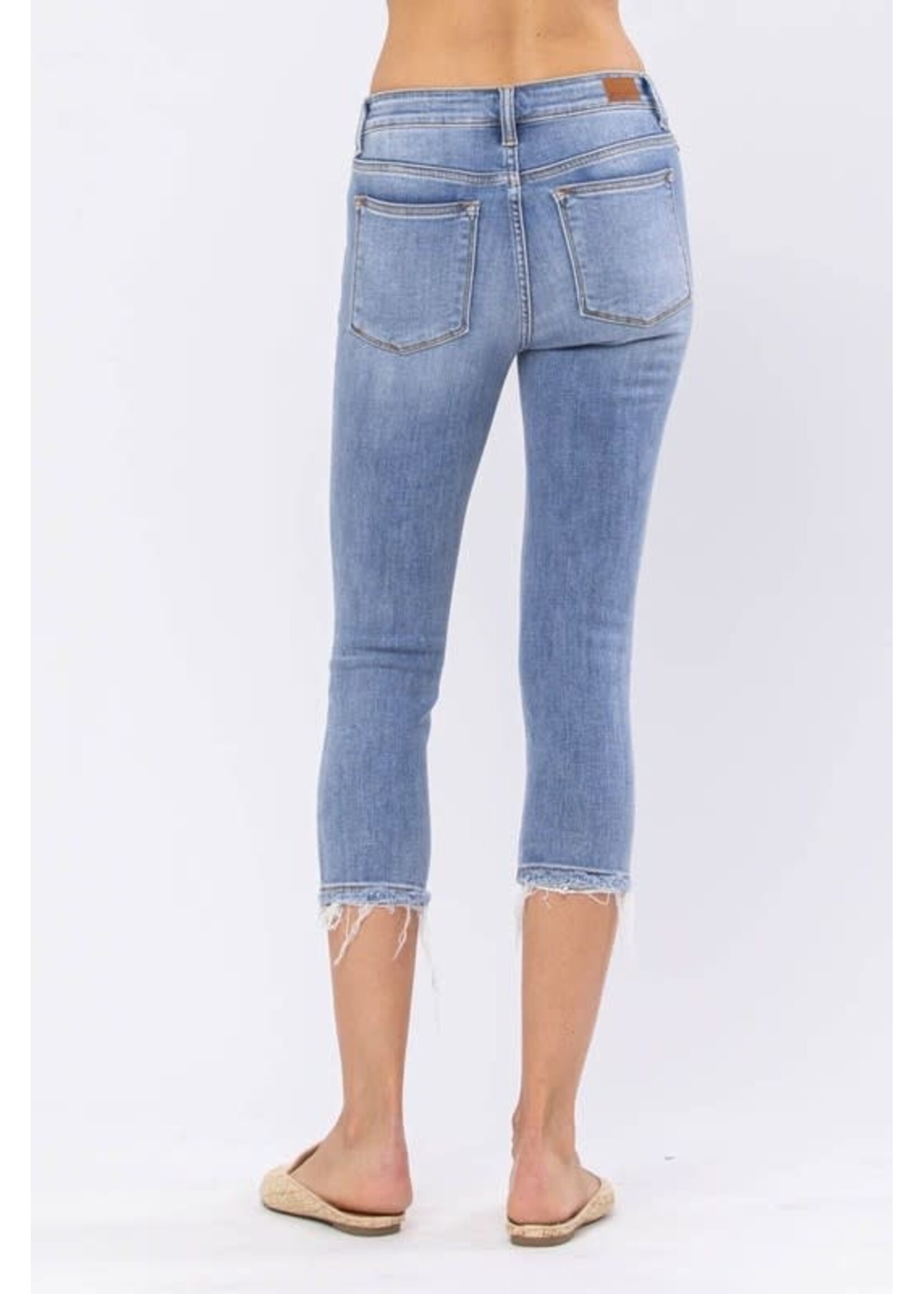 Light Wash Destroyed Jean Capris