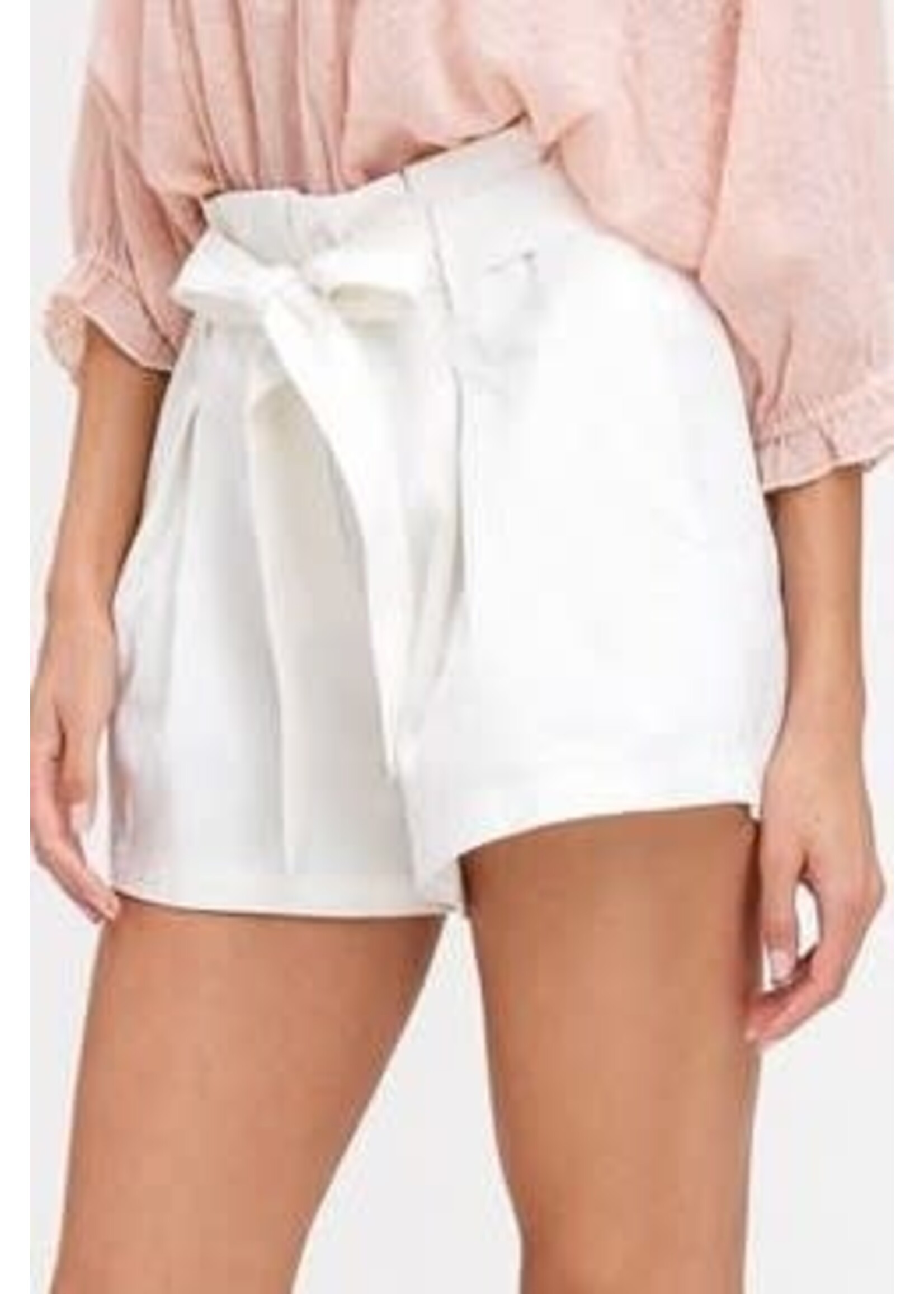 High Waisted Belted Pin-Tuck Detail Shorts