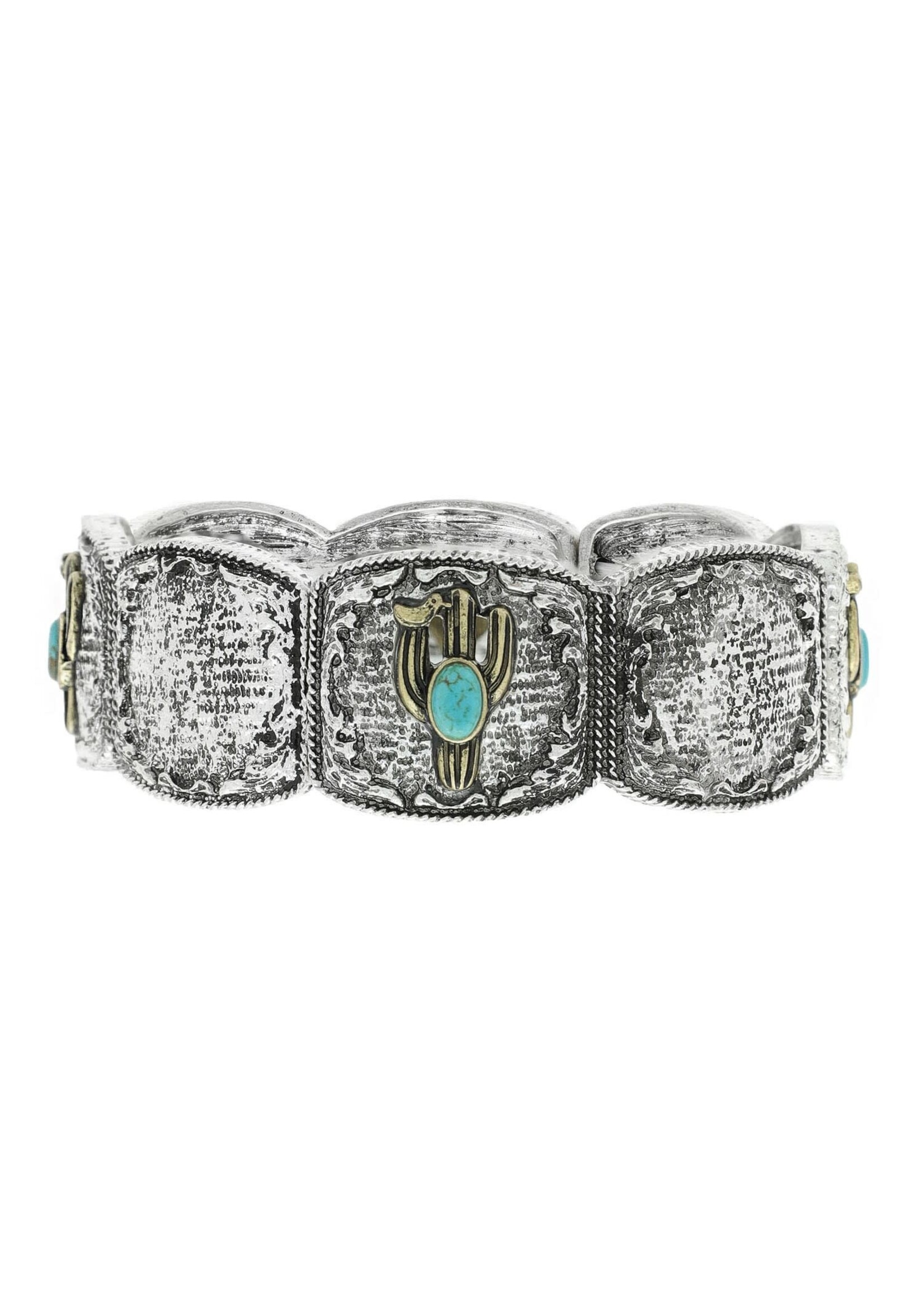 Silver Western Cactus Bracelet