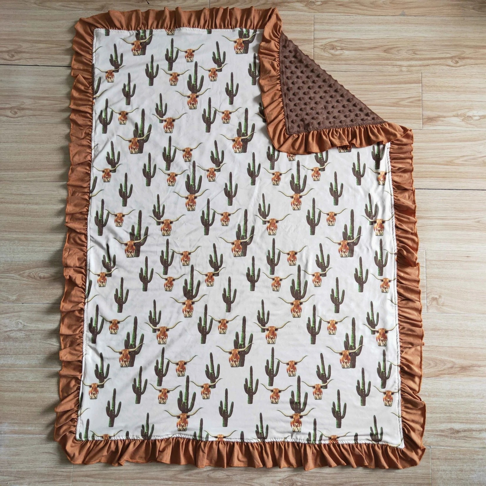 Cactus And Longhorn Minky Blanket