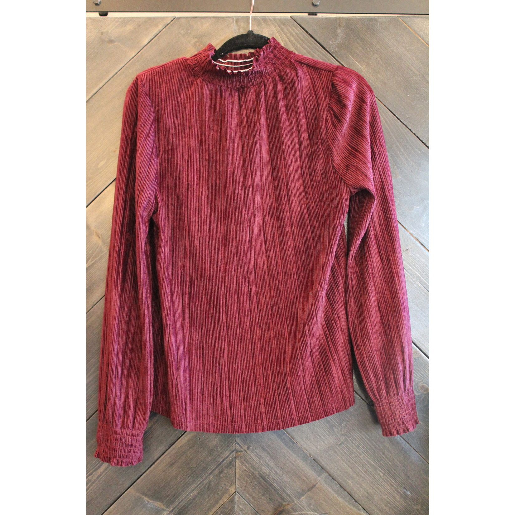 Smoked Mock Neck Velvet Ribbed Top