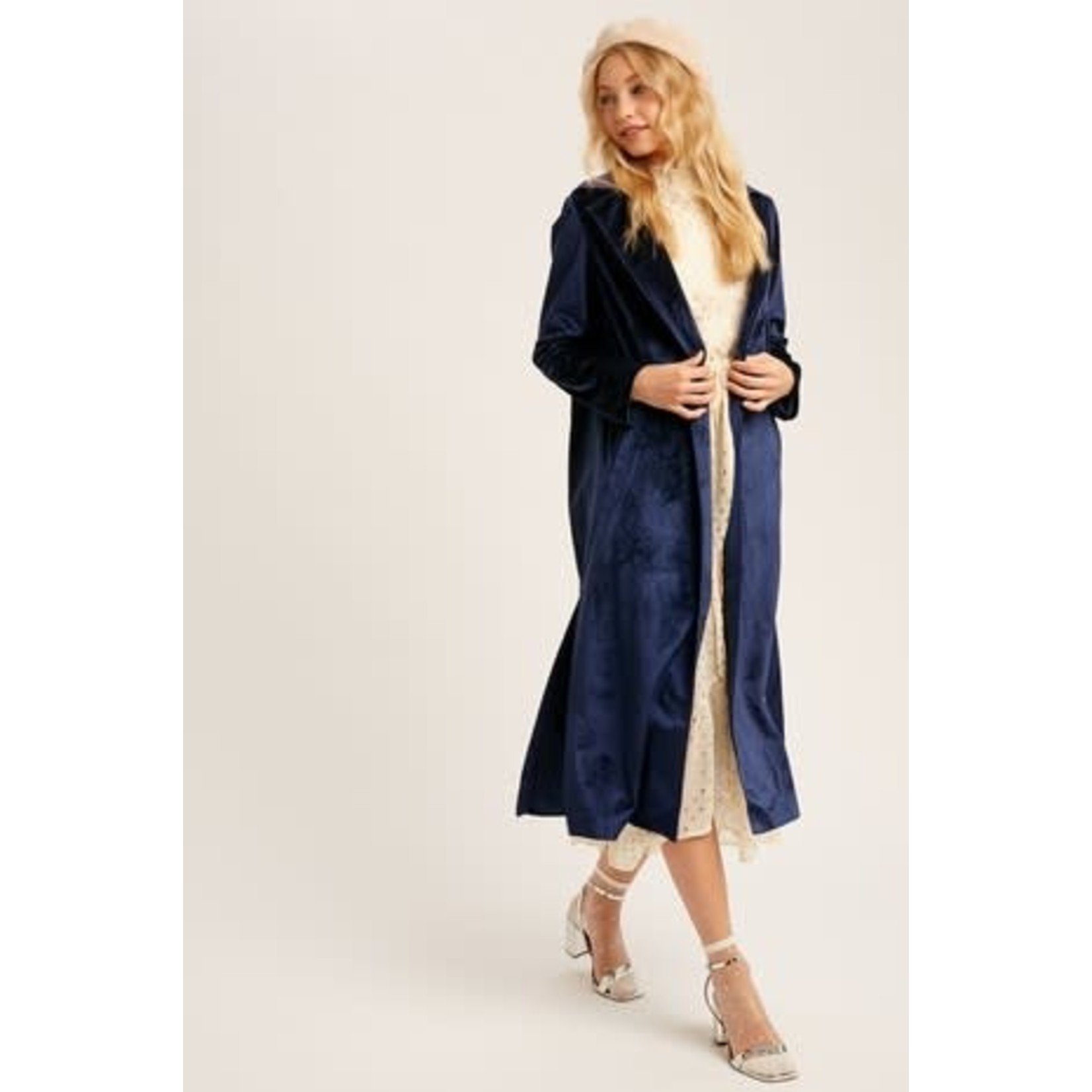 Velvet One Button Long Coat