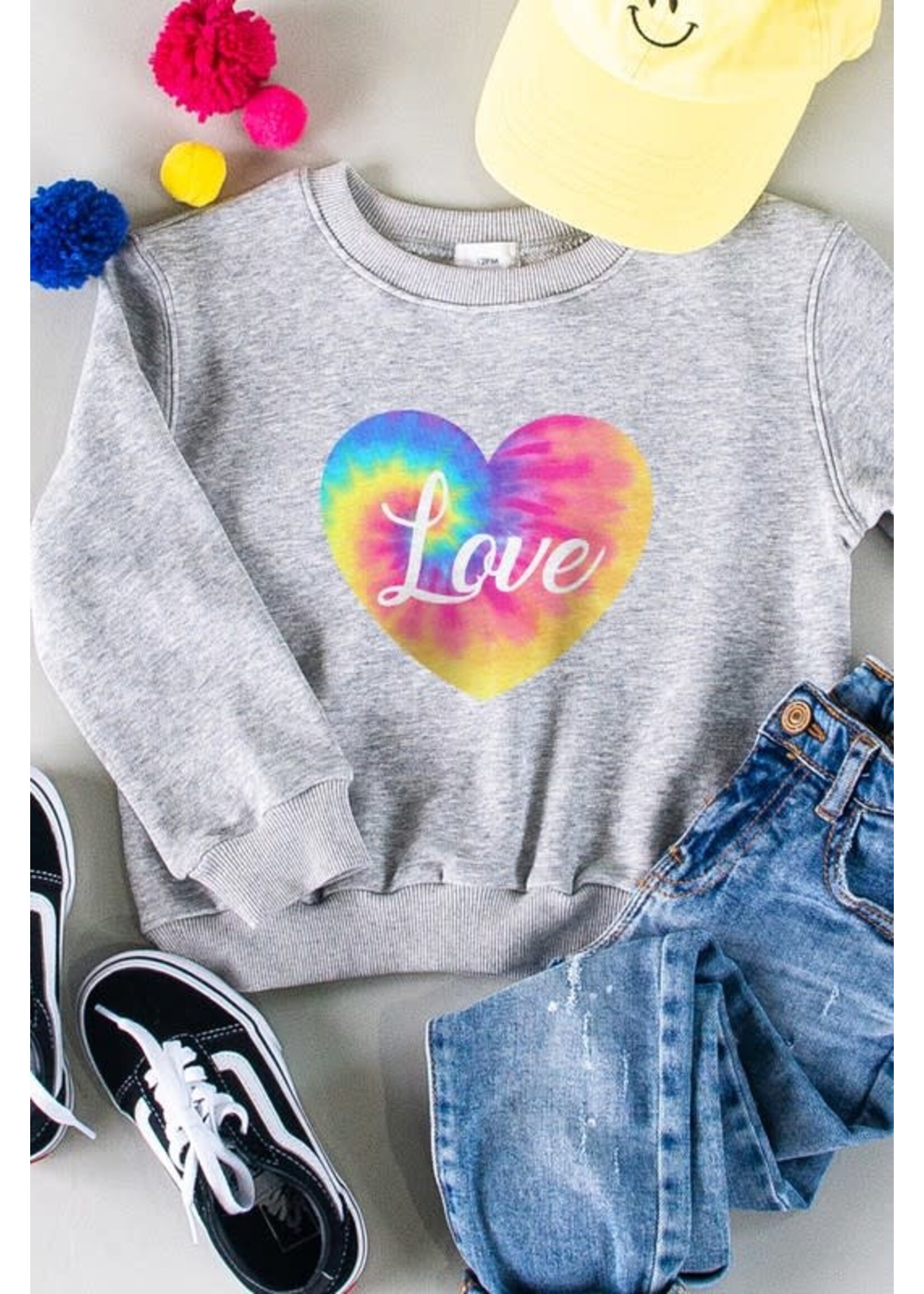 Tie-Dye Love Graphic Print Sweatshirt