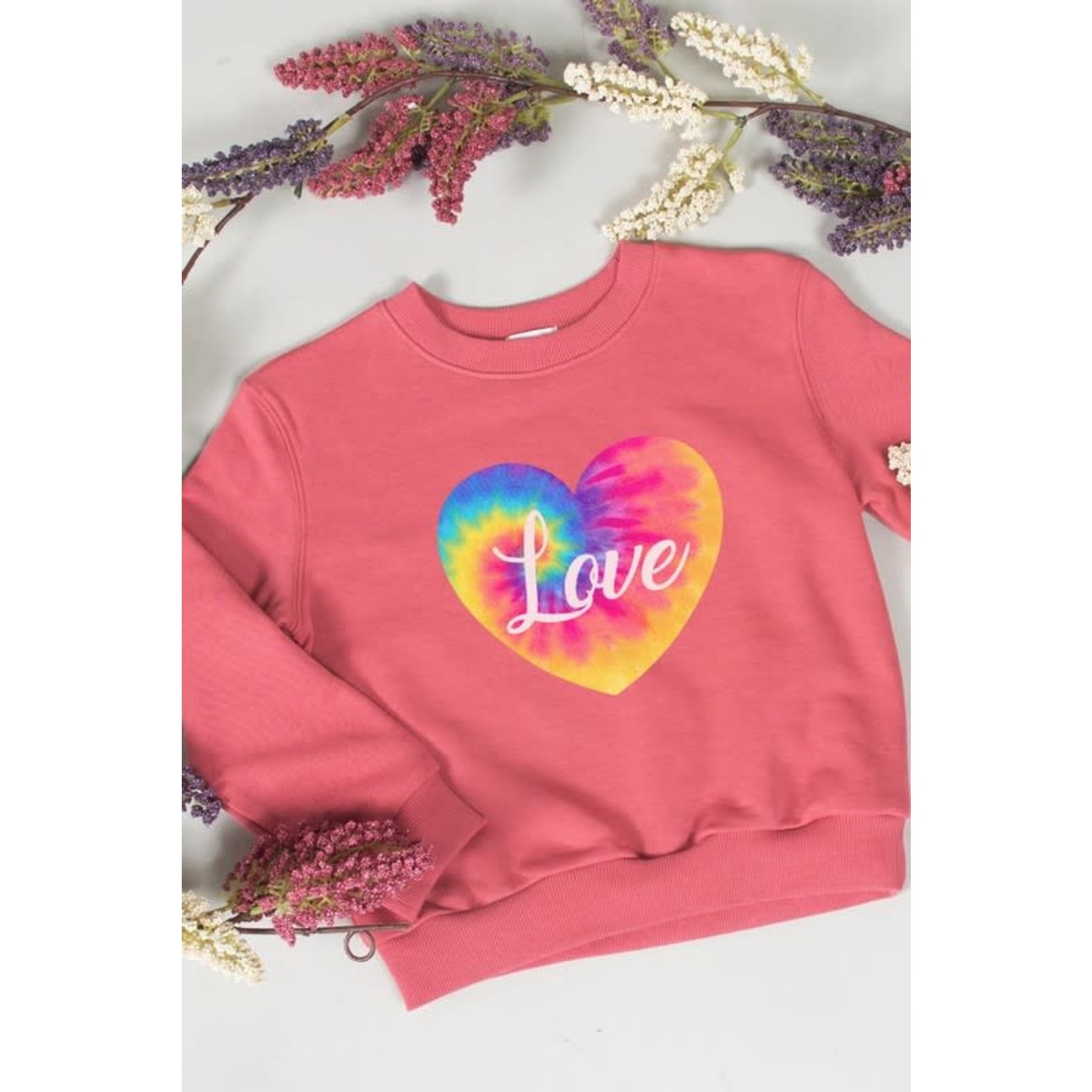Tie-Dye Love Graphic Print Sweatshirt