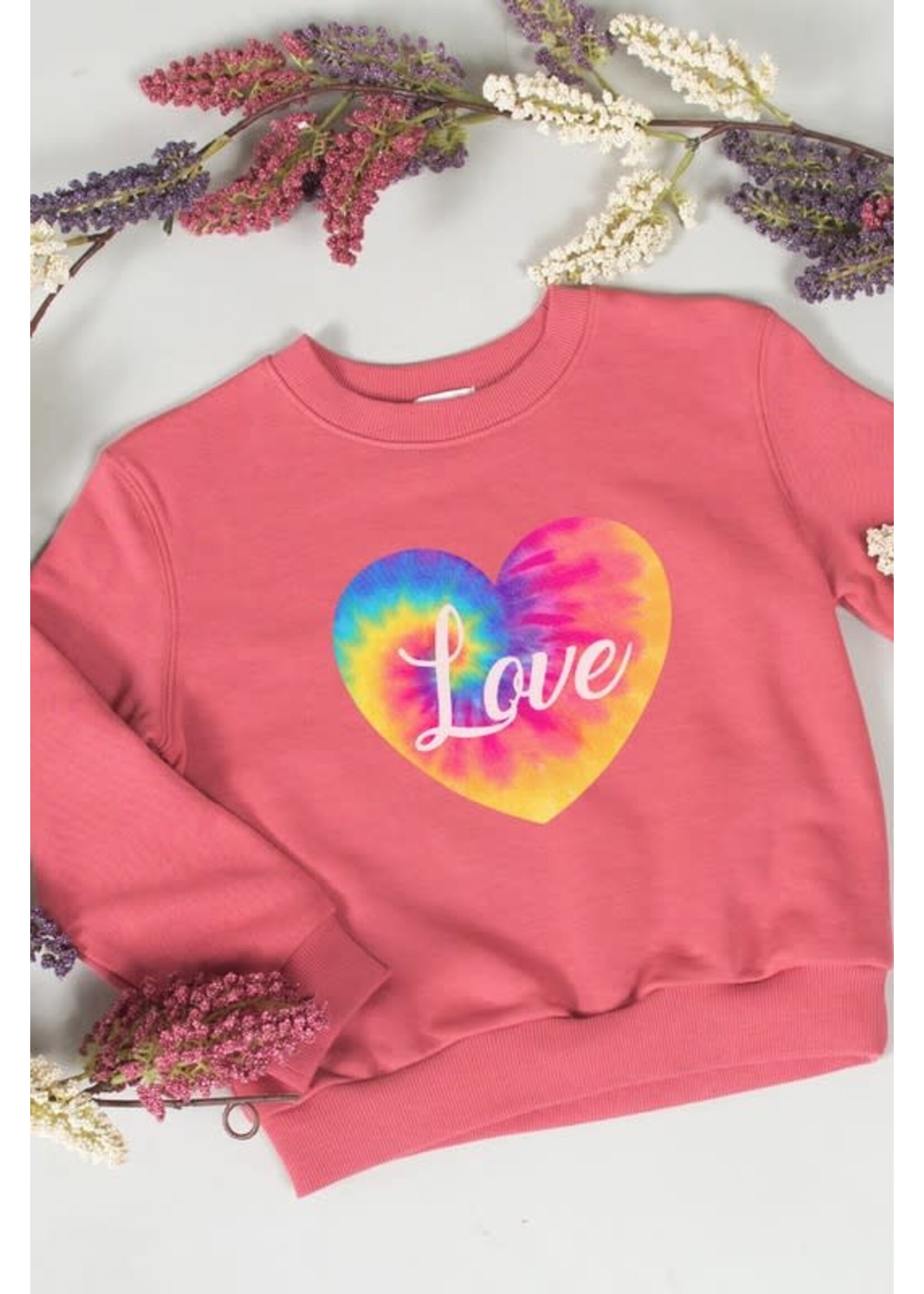Tie-Dye Love Graphic Print Sweatshirt