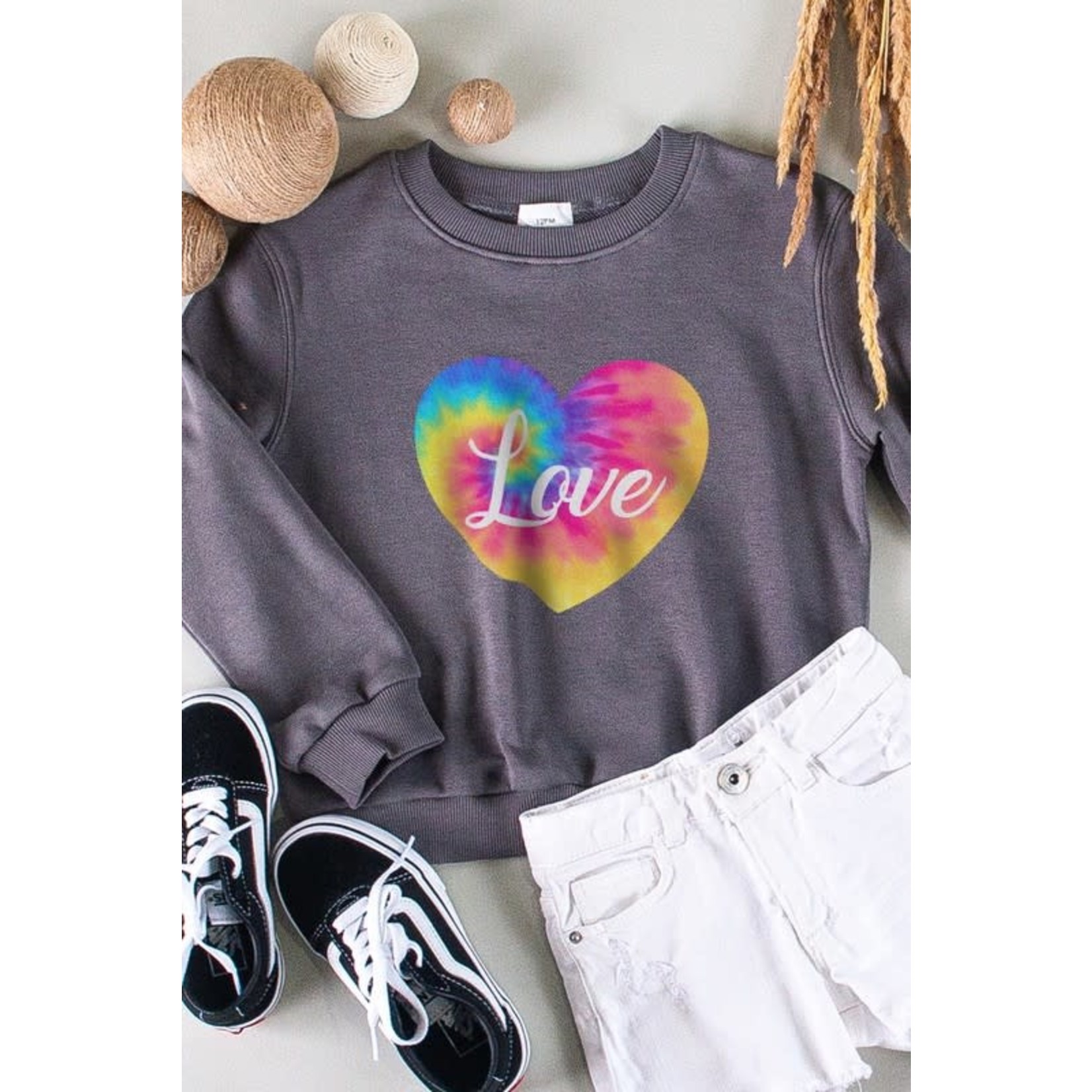 Tie-Dye Love Graphic Print Sweatshirt