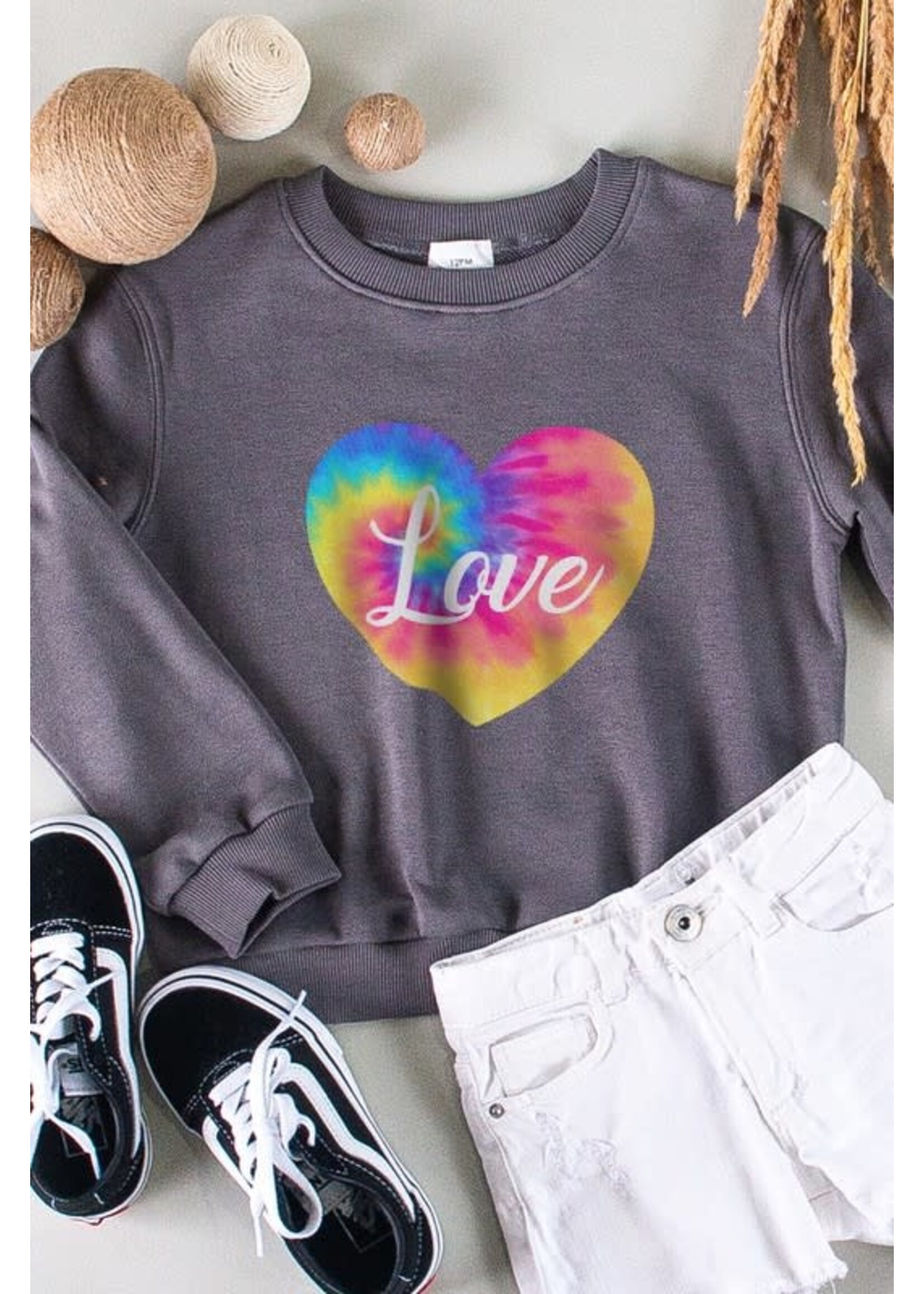 Tie-Dye Love Graphic Print Sweatshirt