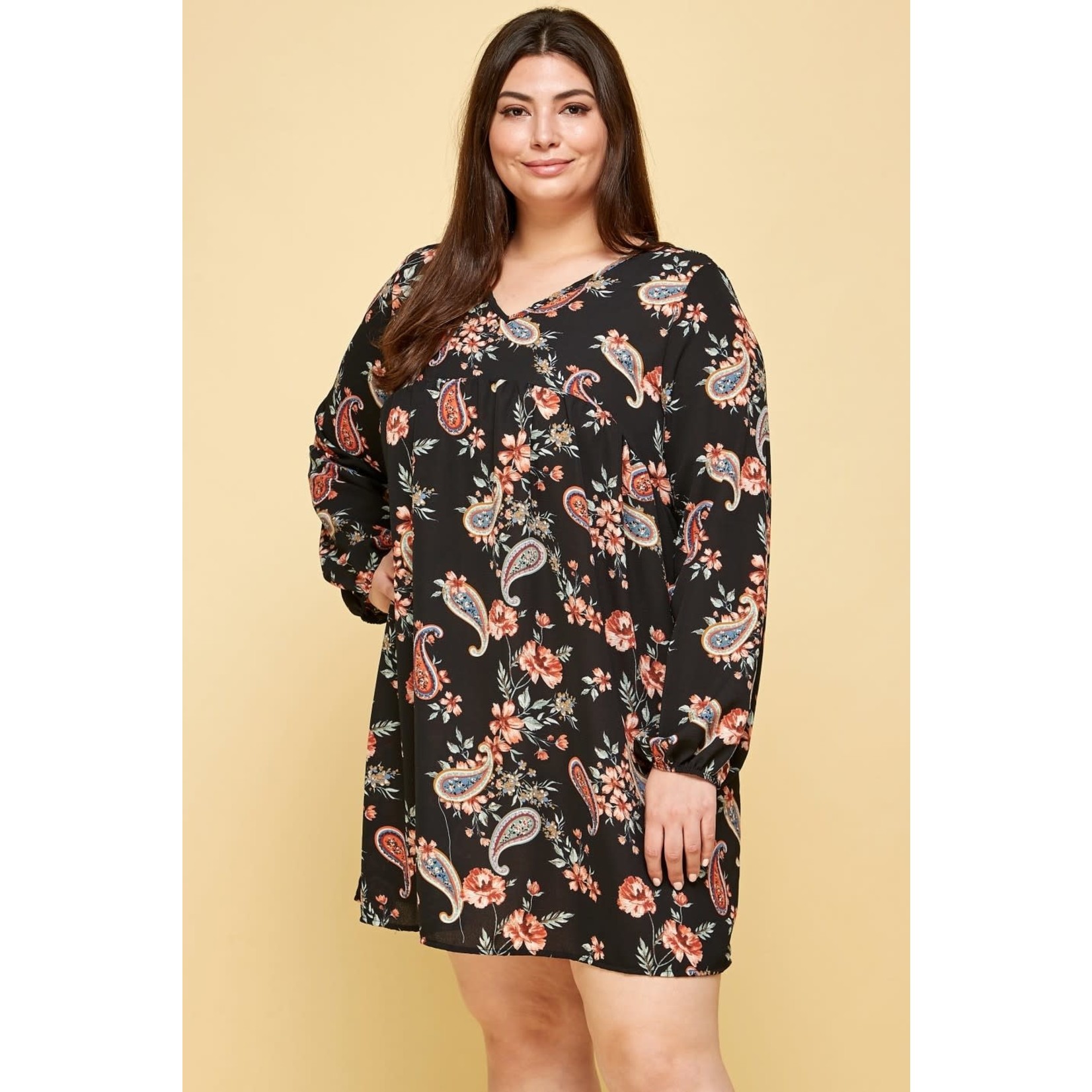 Lucious Paisley Print Puff Sleeve