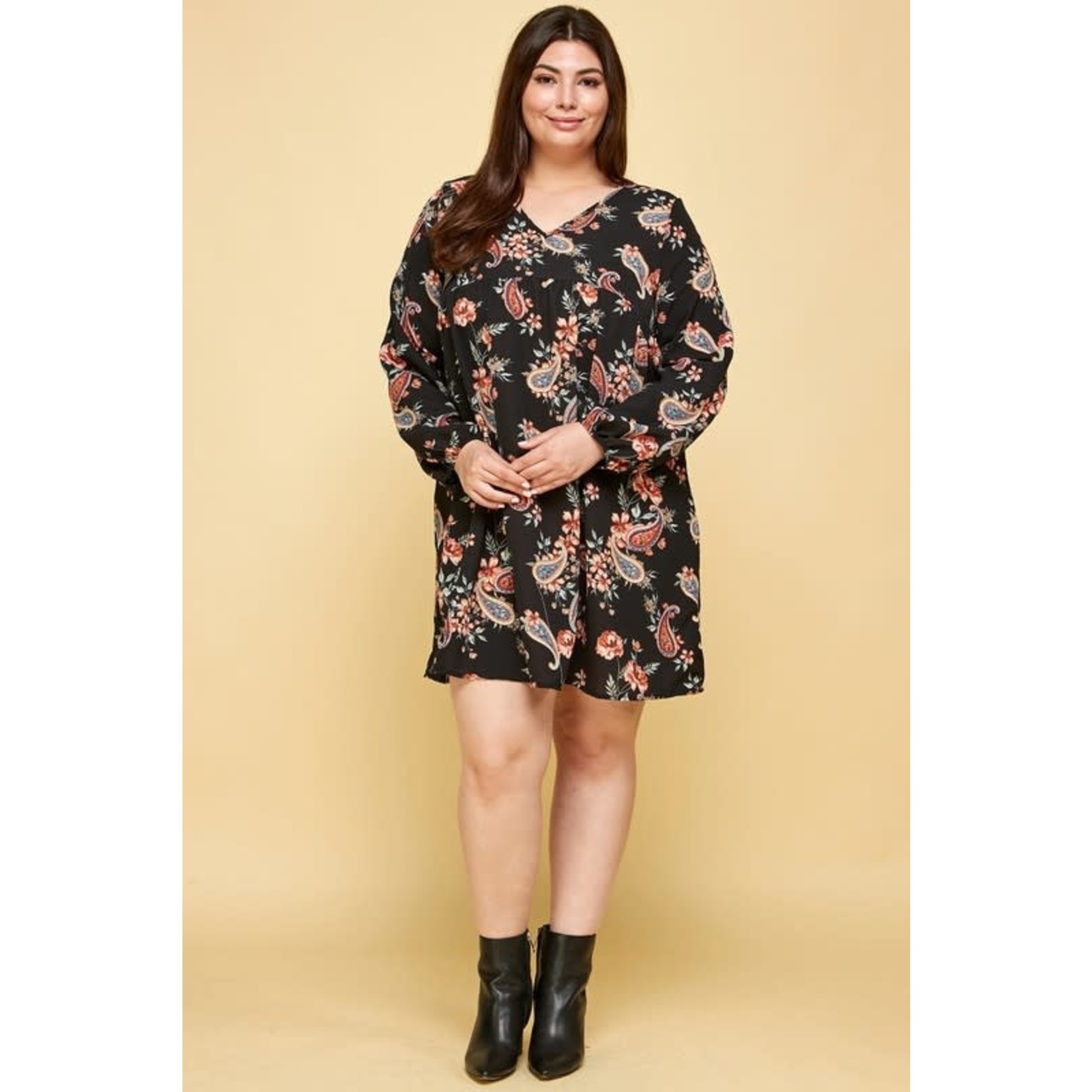 Lucious Paisley Print Puff Sleeve