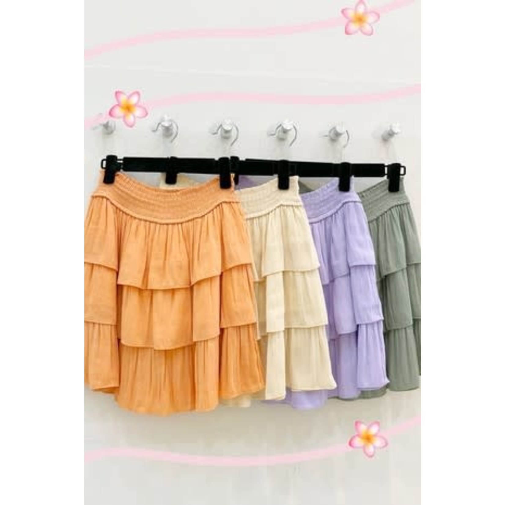 Tiered Mini Skirt Elastic Waist