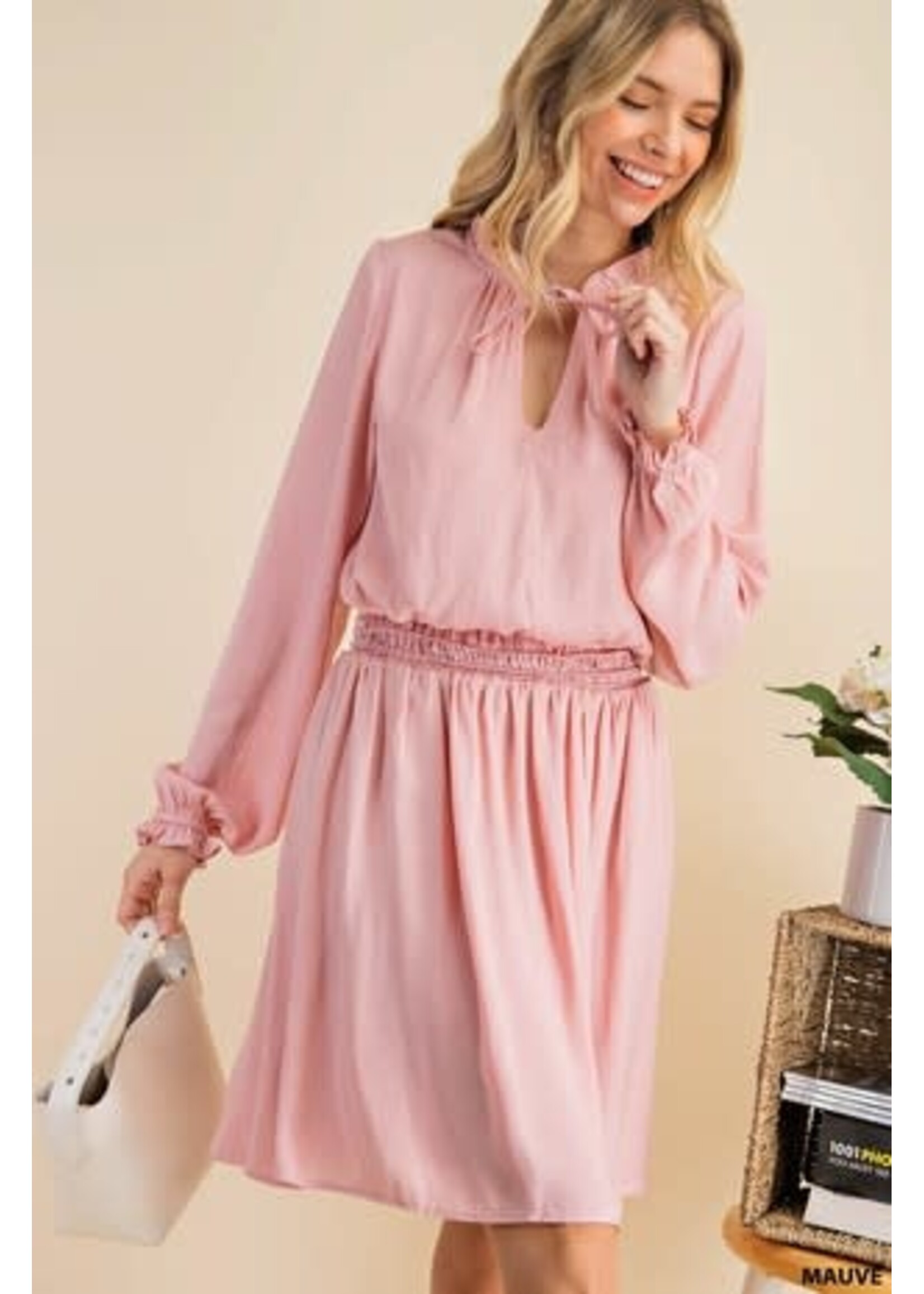 Long Sleeve Smocked Waist Dress