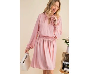 long sleeve smocked waist dress Adrie Long Sleeve Smocked Waist Dress The Exclusive Look