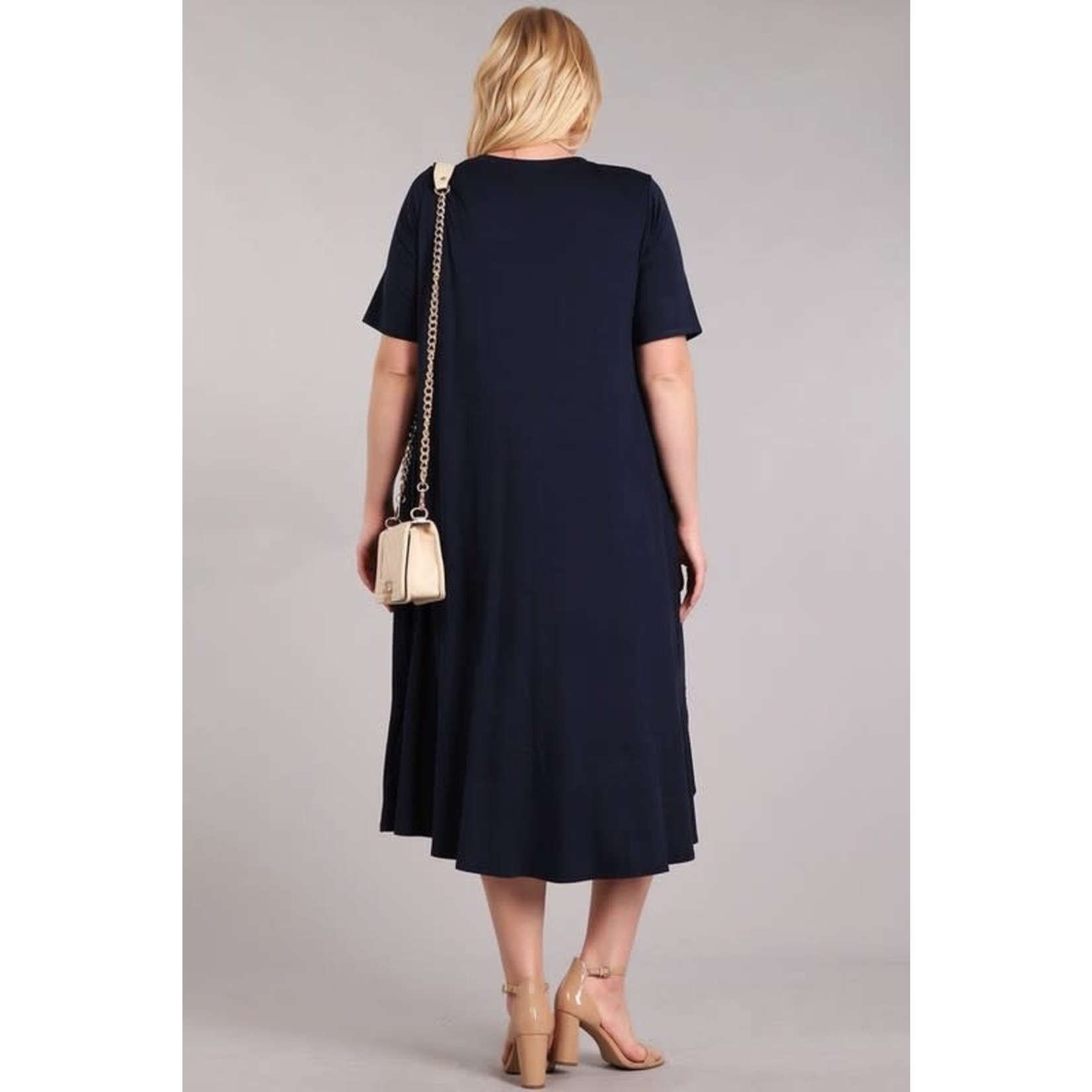 Solid Pocket Dress  Navy