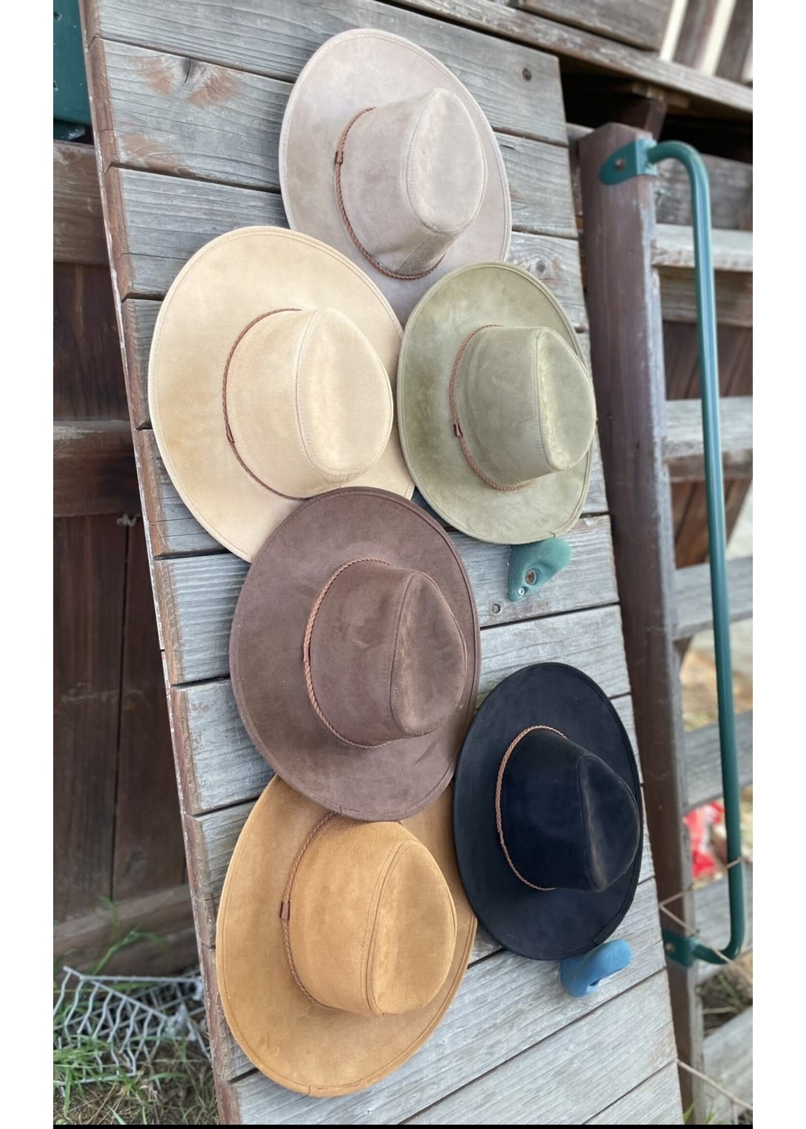 Faux Suede Wide Brim Hat