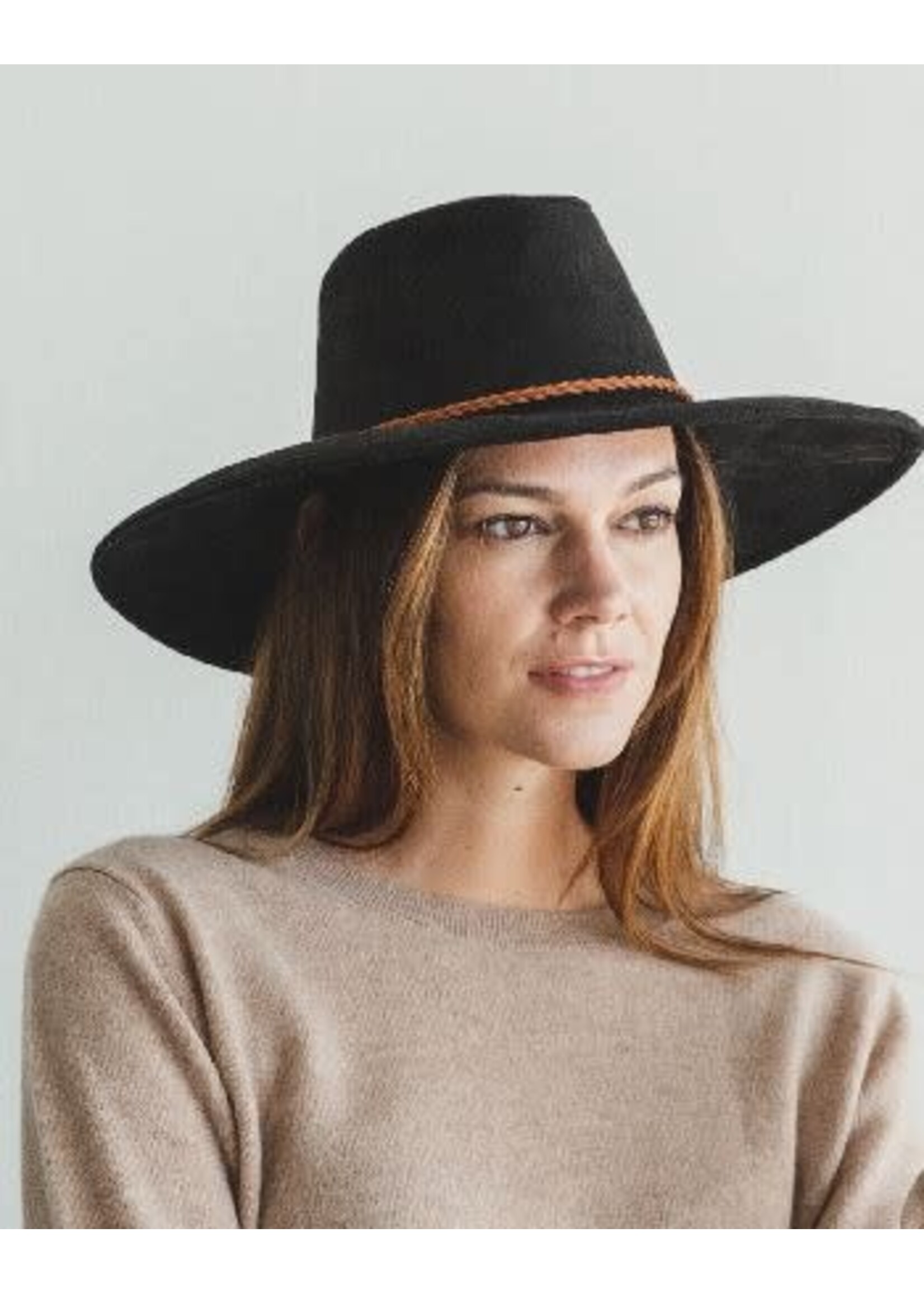 Faux Suede Wide Brim Hat