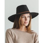 Faux Suede Wide Brim Panama Hat Black