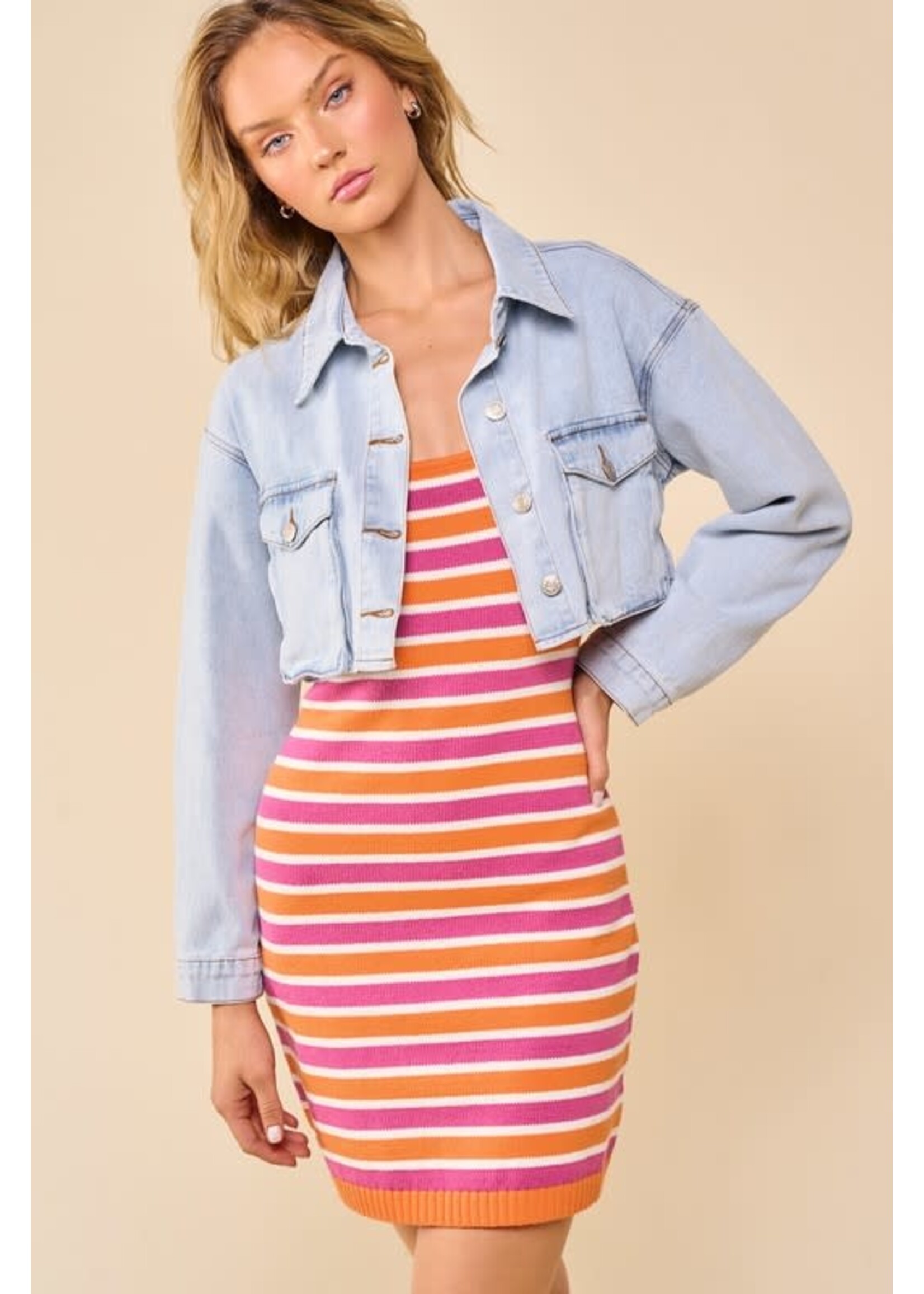 Dixie Rose Cropped Denim Jacket