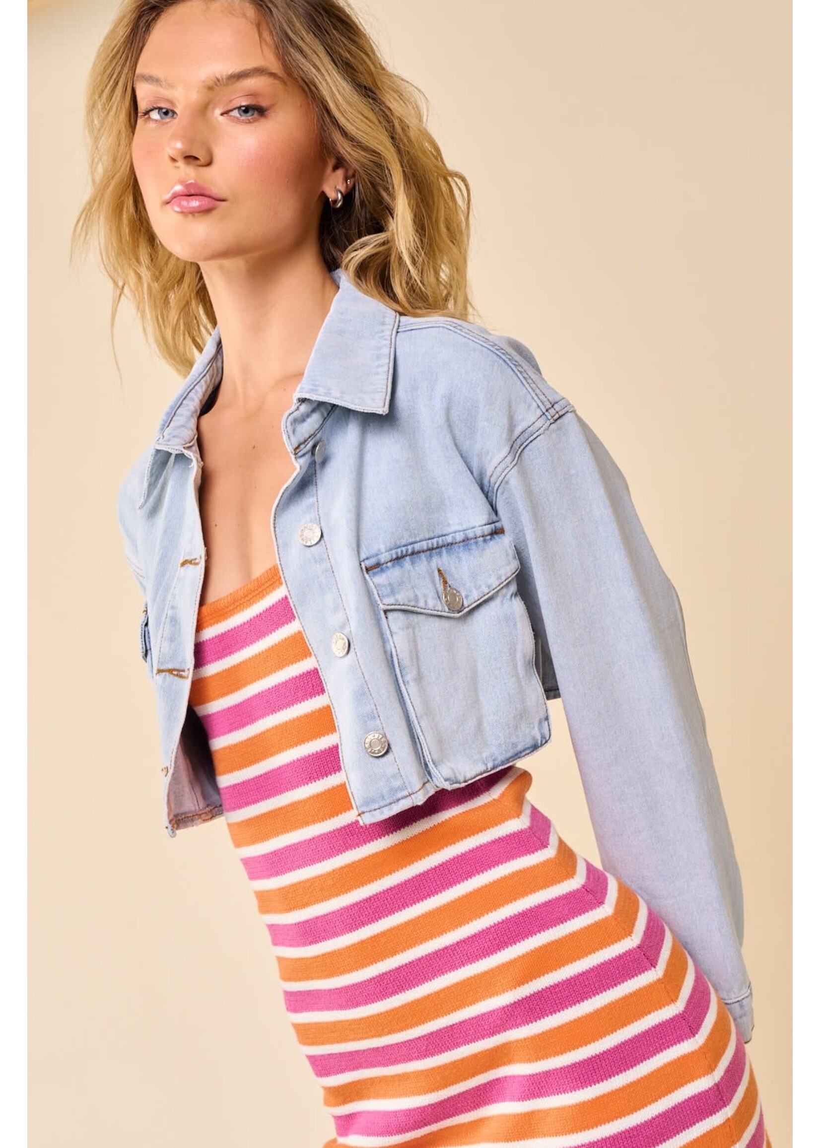 Dixie Rose Cropped Denim Jacket