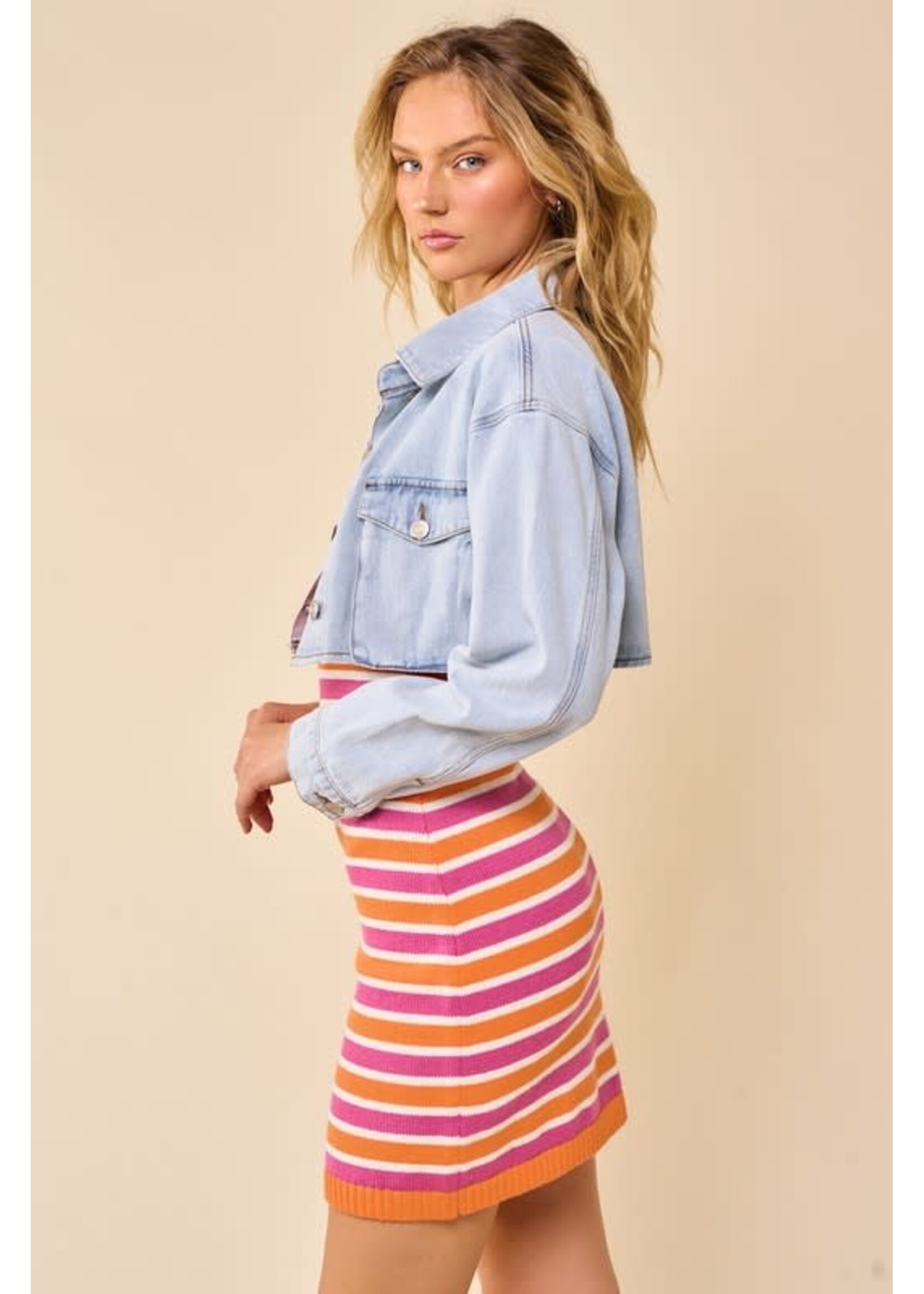 Dixie Rose Cropped Denim Jacket