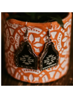 Black Aztec Ear Tag Earrings