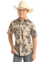 Kids SS Tropical Woven Snap