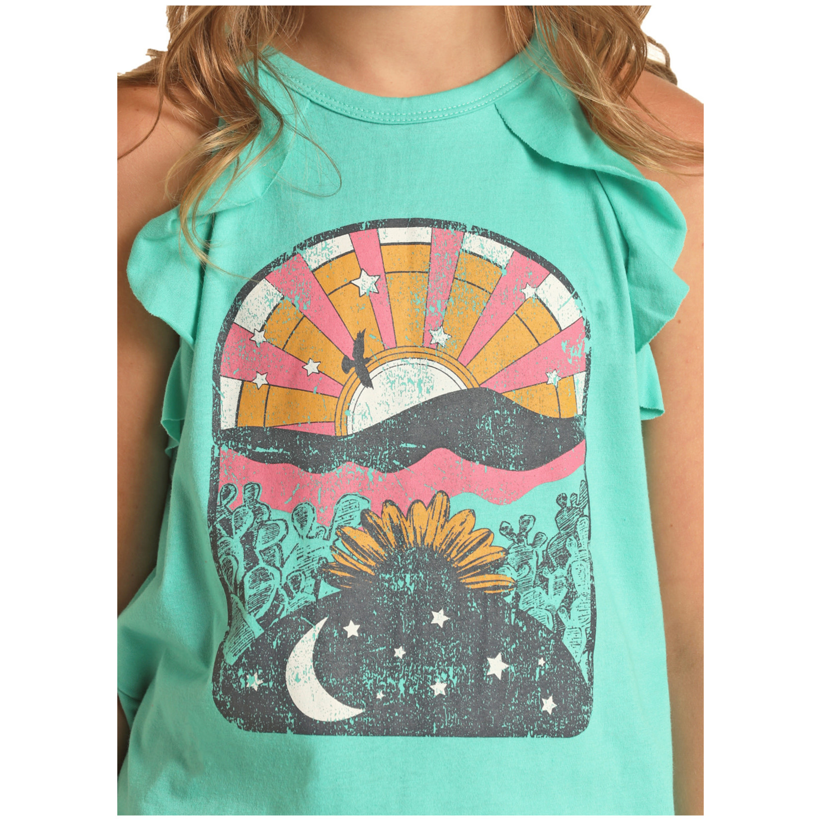 Graphic Kid's Tank with Ruffles