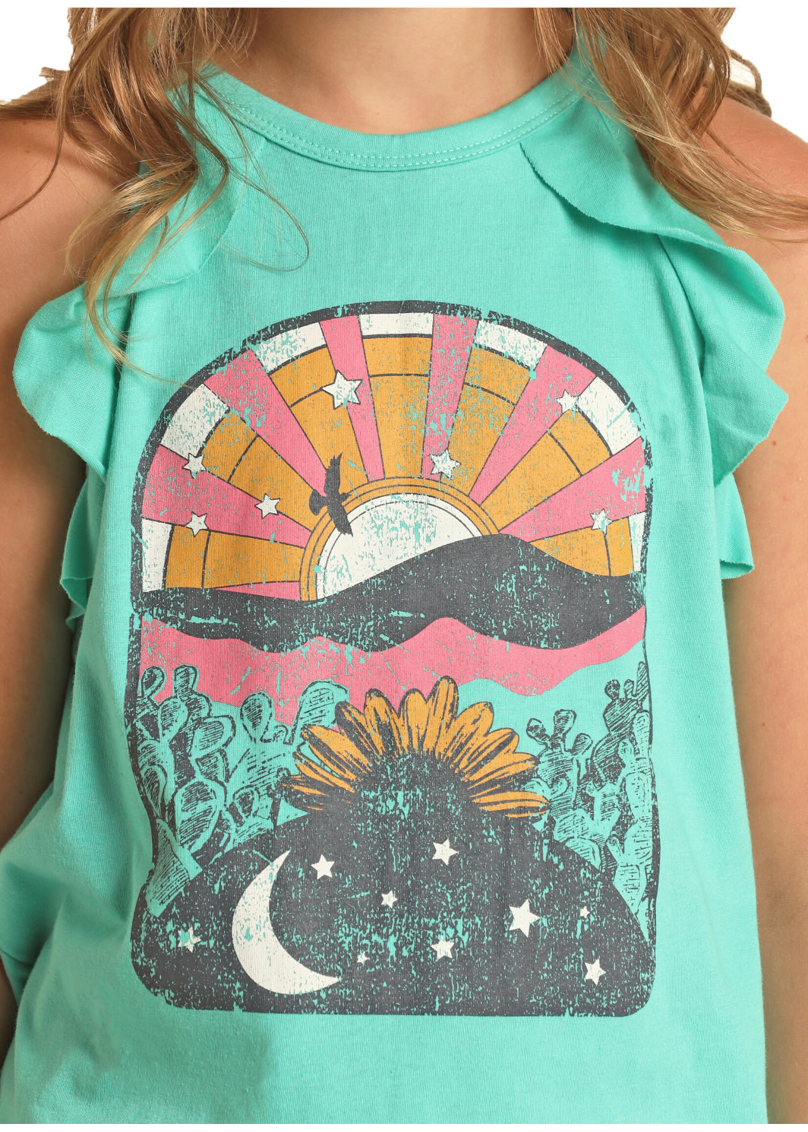 Graphic Kid's Tank with Ruffles