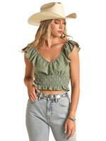 Aztec Eyelet Ruffle Tank Top