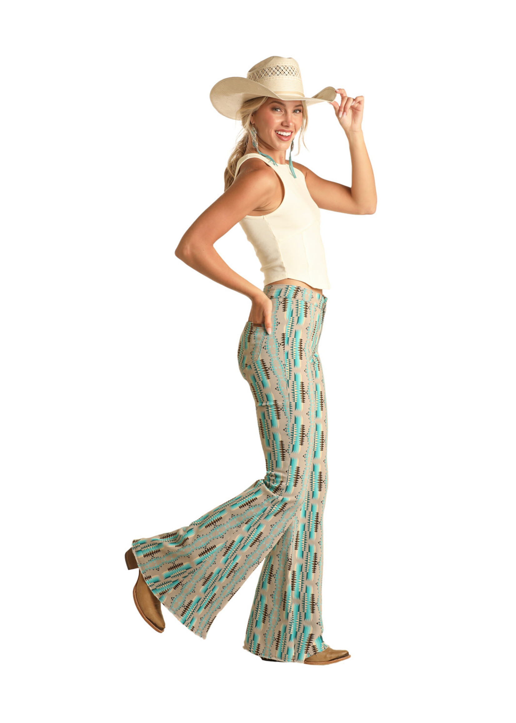 Turquoise Aztec Bell Bottoms