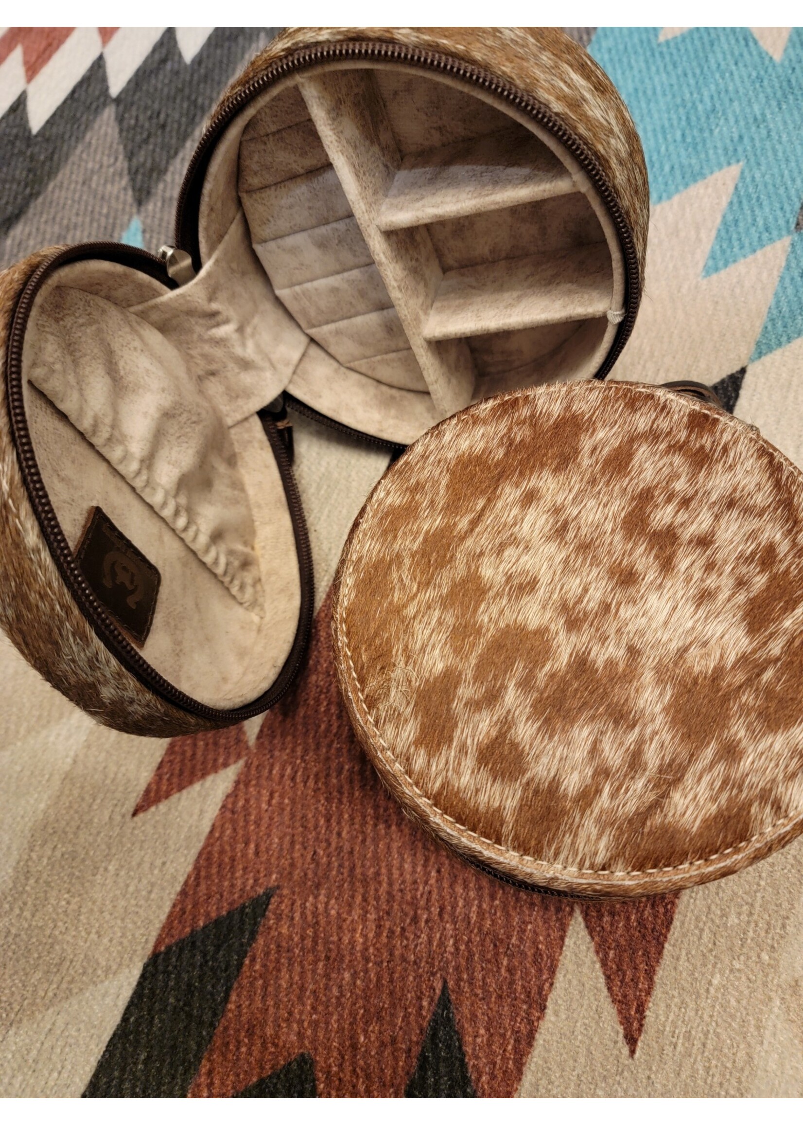 Cowhide Jewelry Box Round
