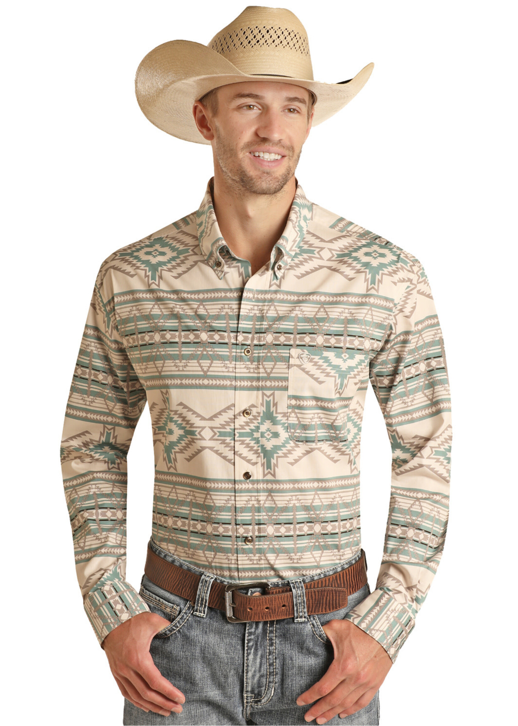 Long Sleeve Aztec Woven Snap